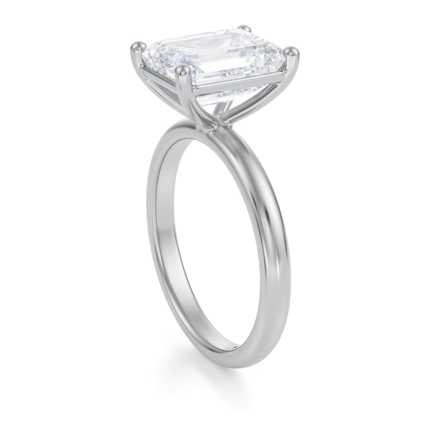 Three-Carat  Emerald-Cut  Brilliant Diamond Solitaire Engagement Ring