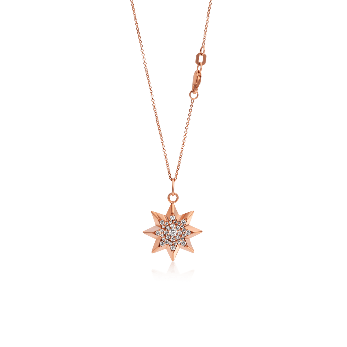 Star Necklace-18 Karat Solid Gold With Diamonds For Women