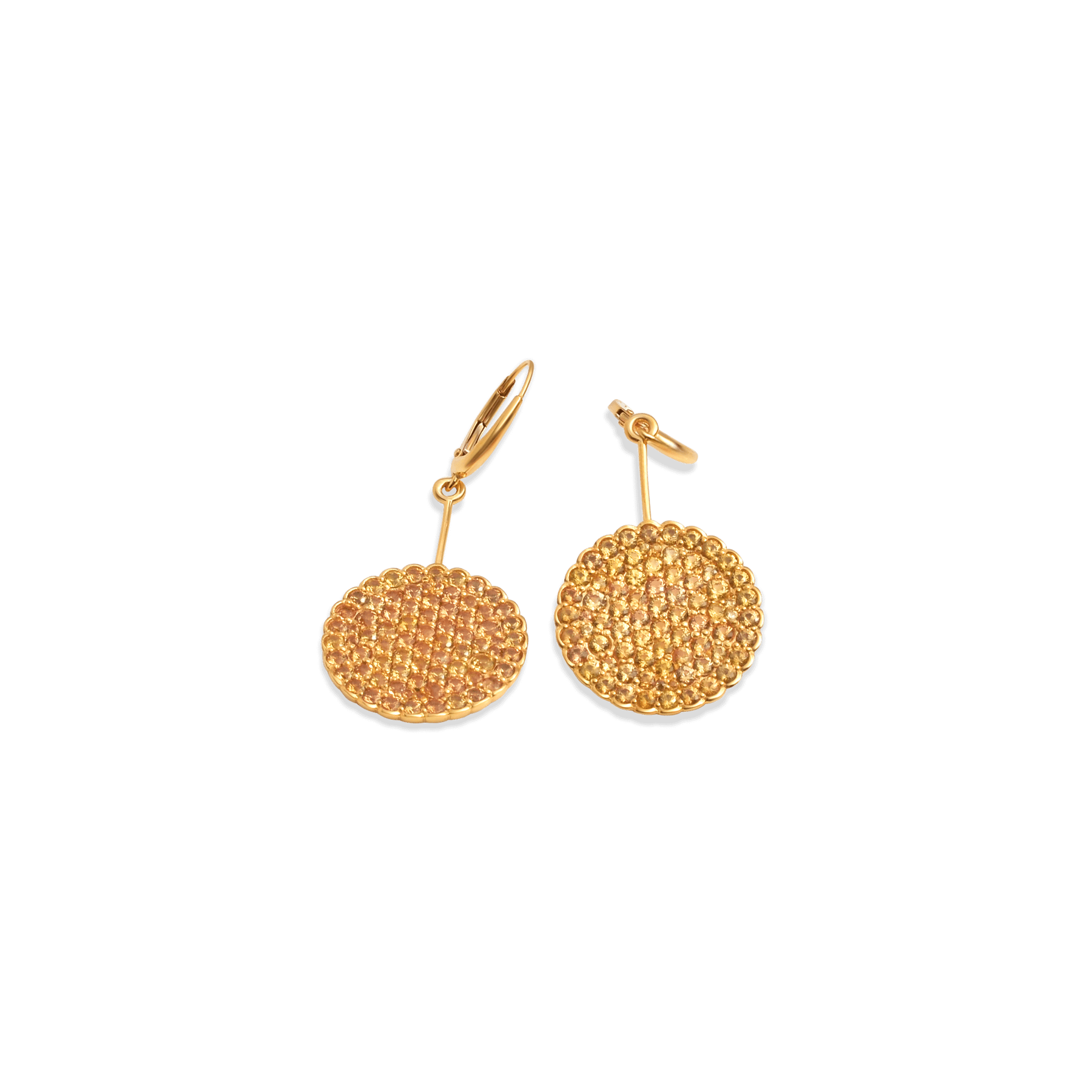 Earrings-18 Karat Solid Yellow Gold With Diamonds For Women