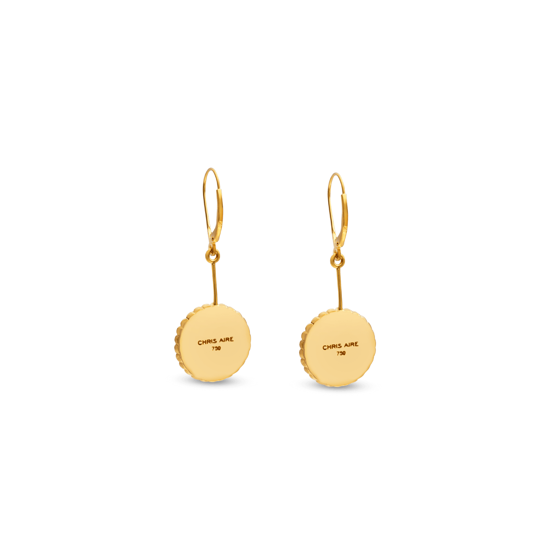 Earrings-18 Karat Solid Yellow Gold With Gemstone For Women