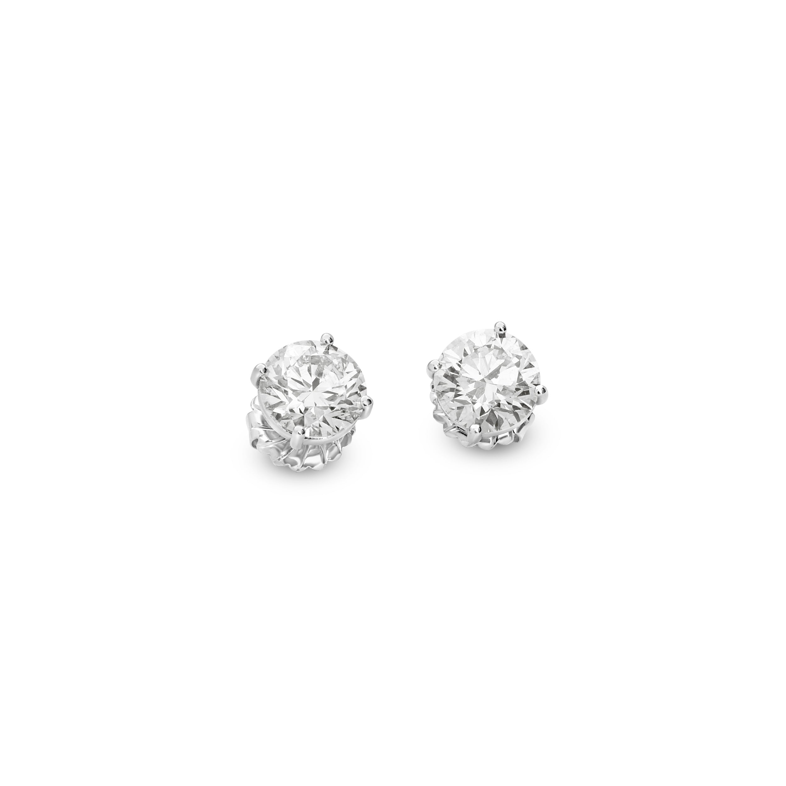 Diamond Stud Earrings - 2.50 Carats Each Ear