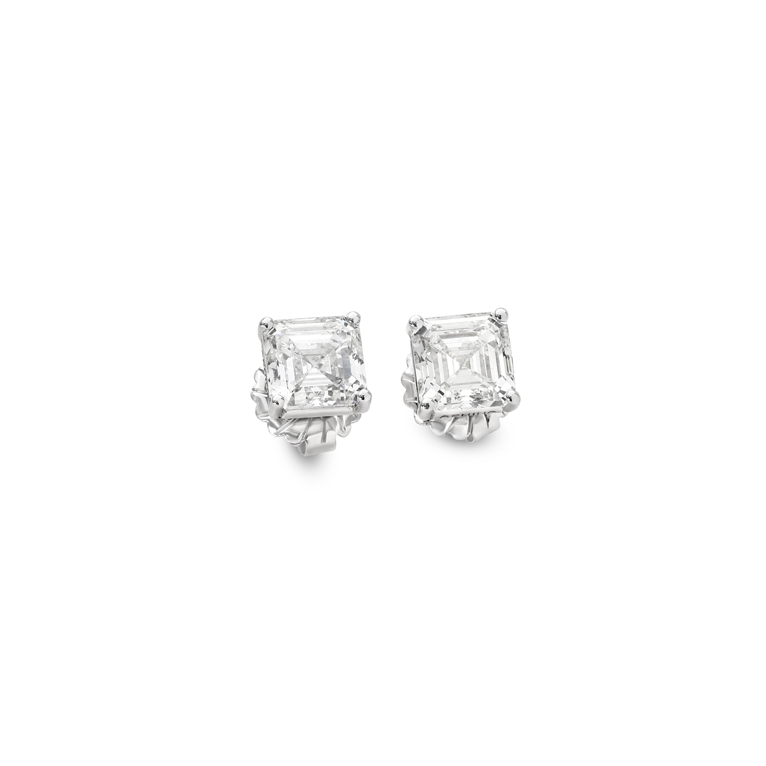 Diamond Stud Earring - Ascher Cut One Carat Each Ear
