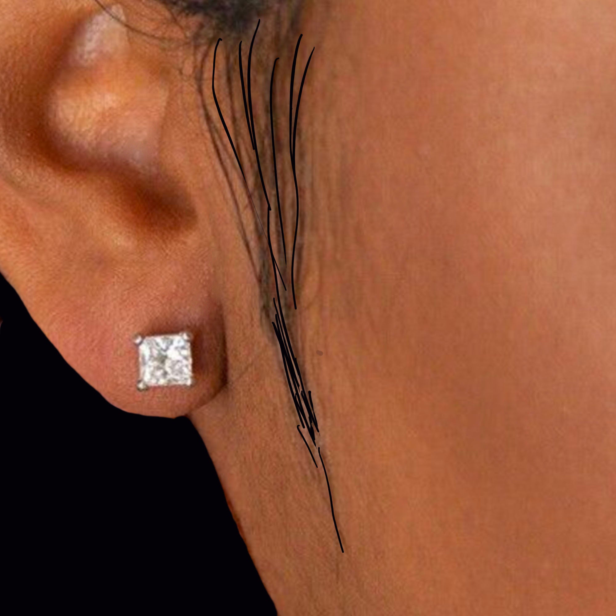 Princess Cut Diamond Studs - One Carat Each Ear