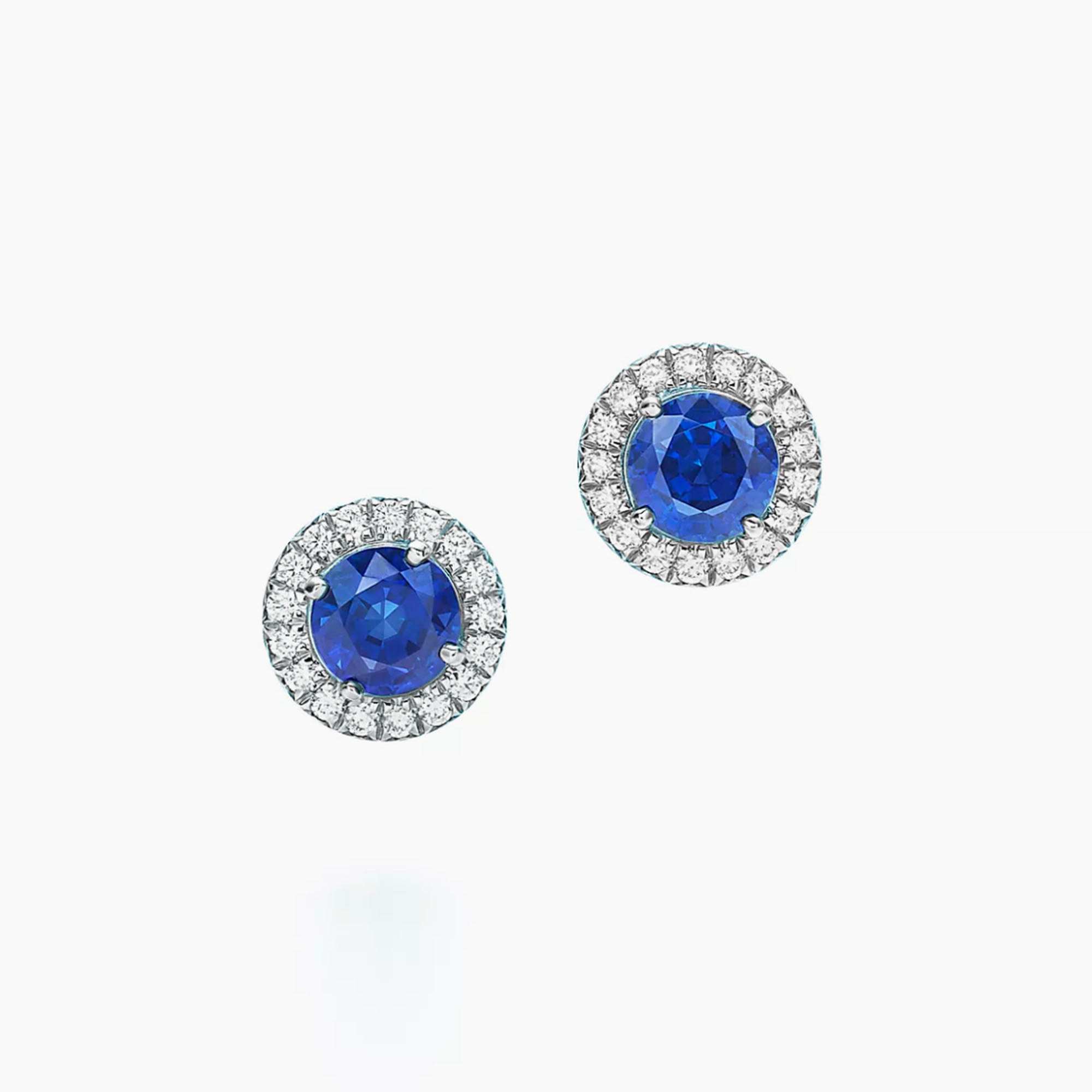 Diamonds and Blue Sapphires Stud Earrings