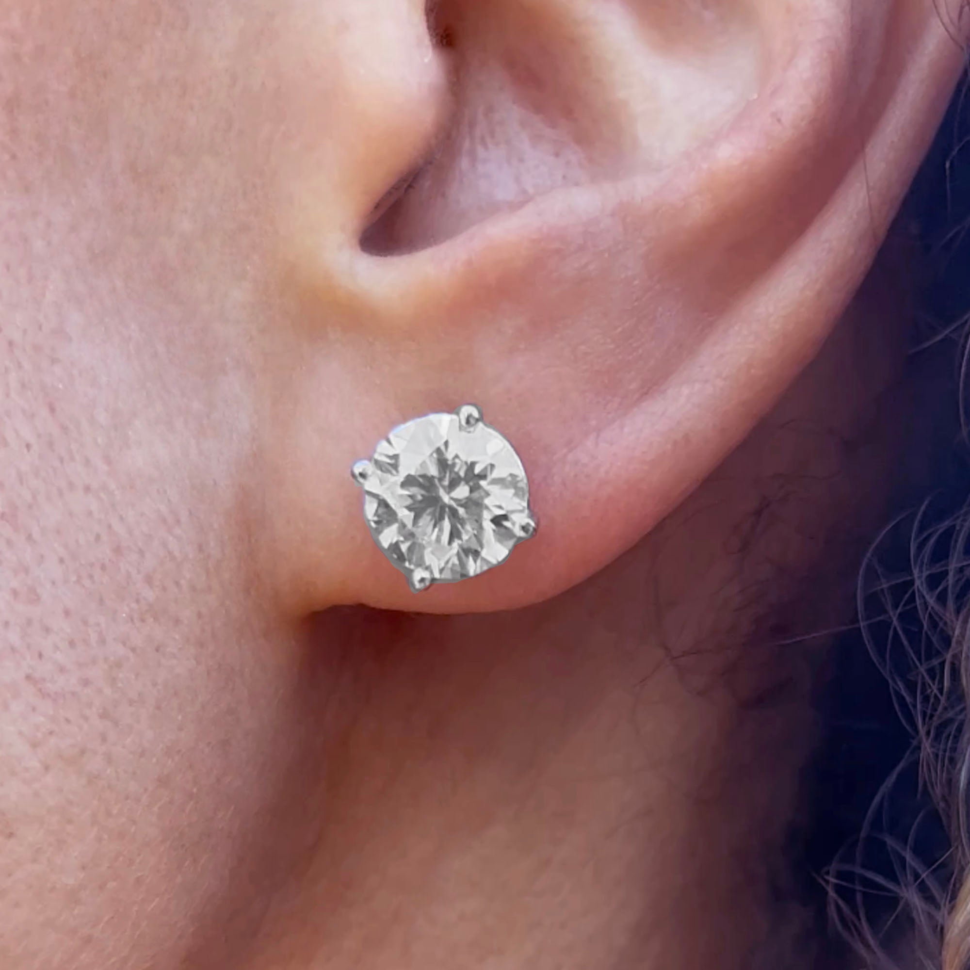 Diamond Stud Earring - Three Carats Each Ear