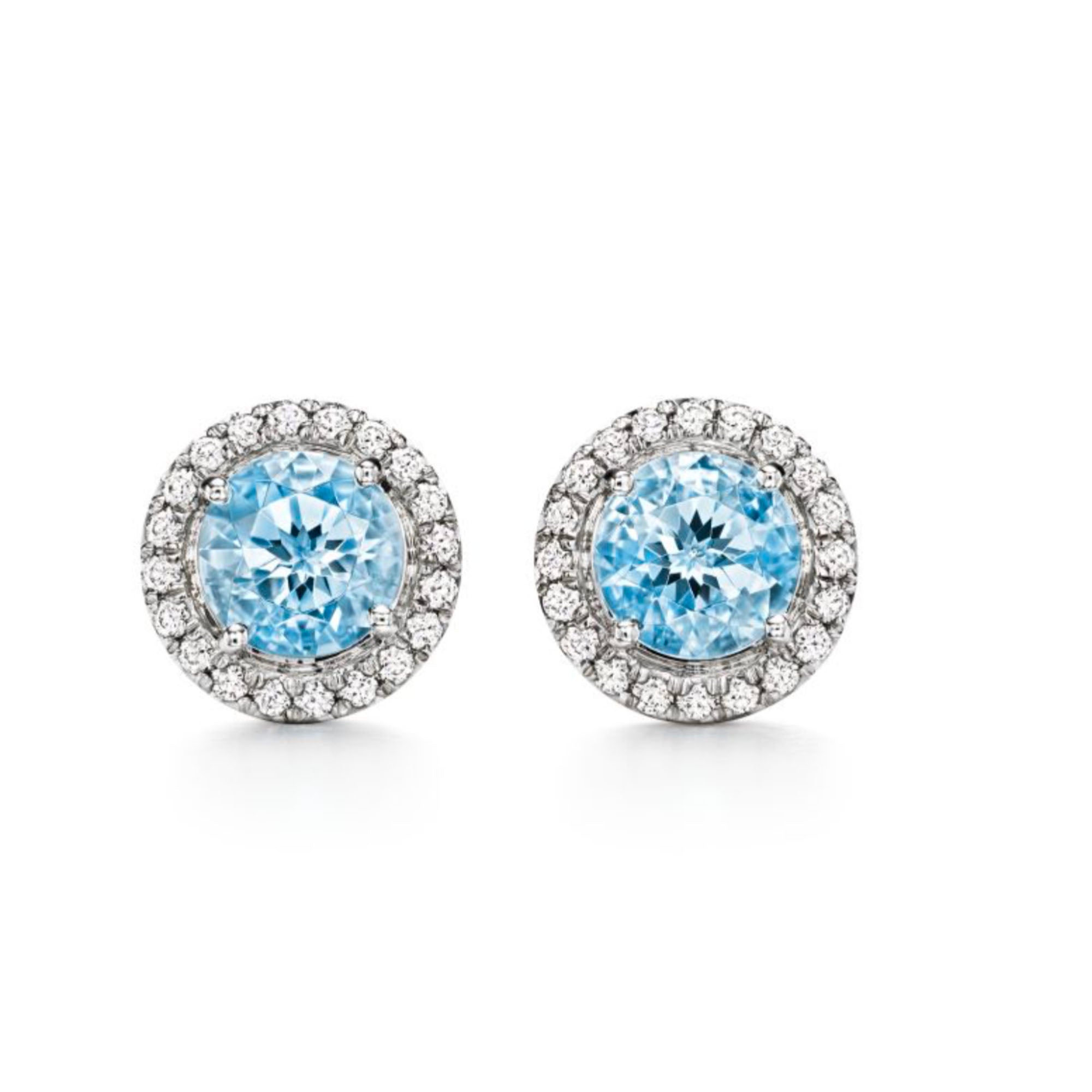 Aquamarine And Diamonds Stud Earrings