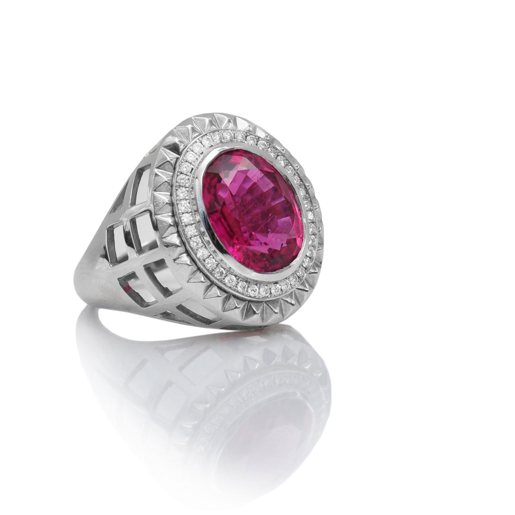 Men’s Ring - Aire-King's Signet - Red Tourmaline and Diamond Ring