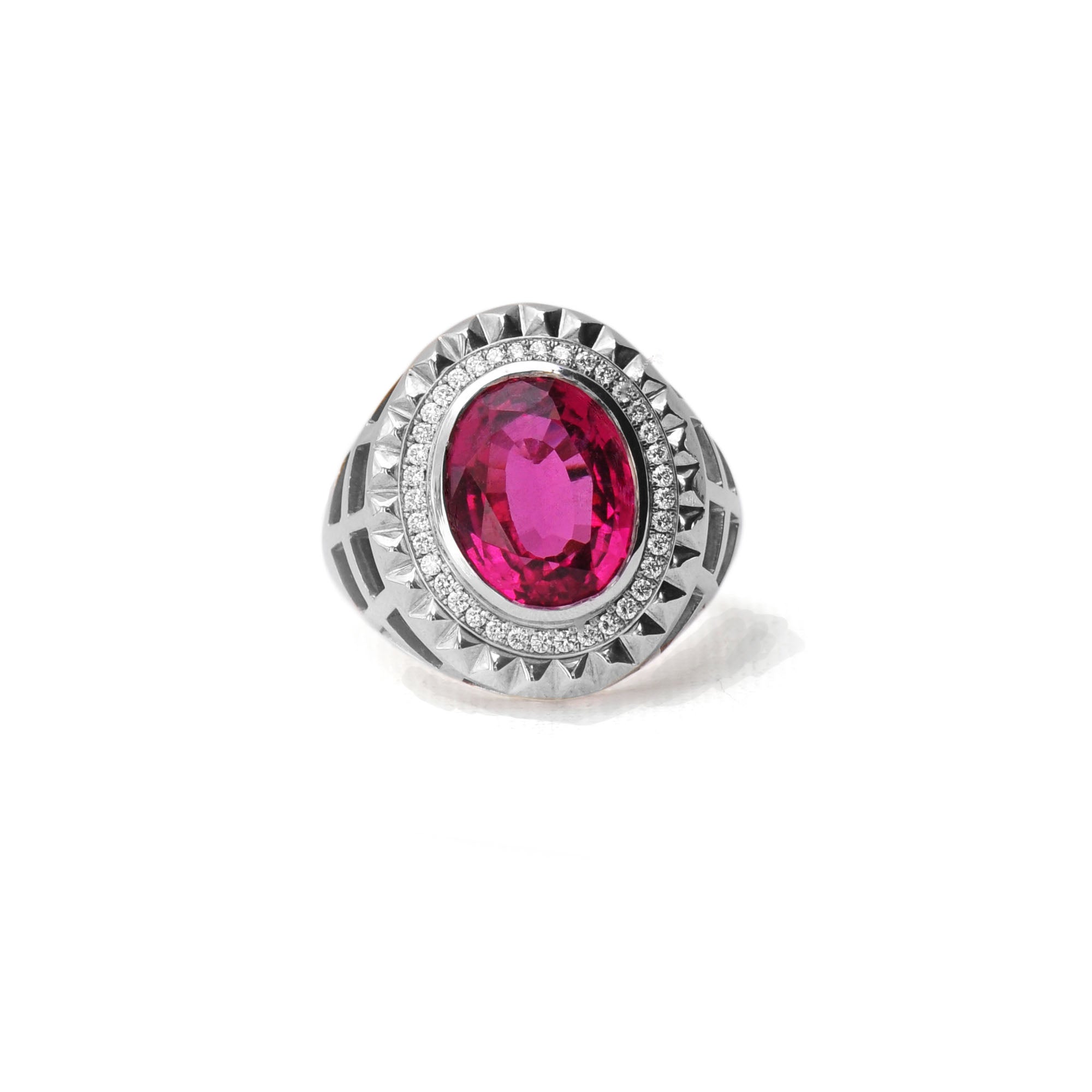 Men’s Ring - Aire-King's Signet - Red Tourmaline and Diamond Ring