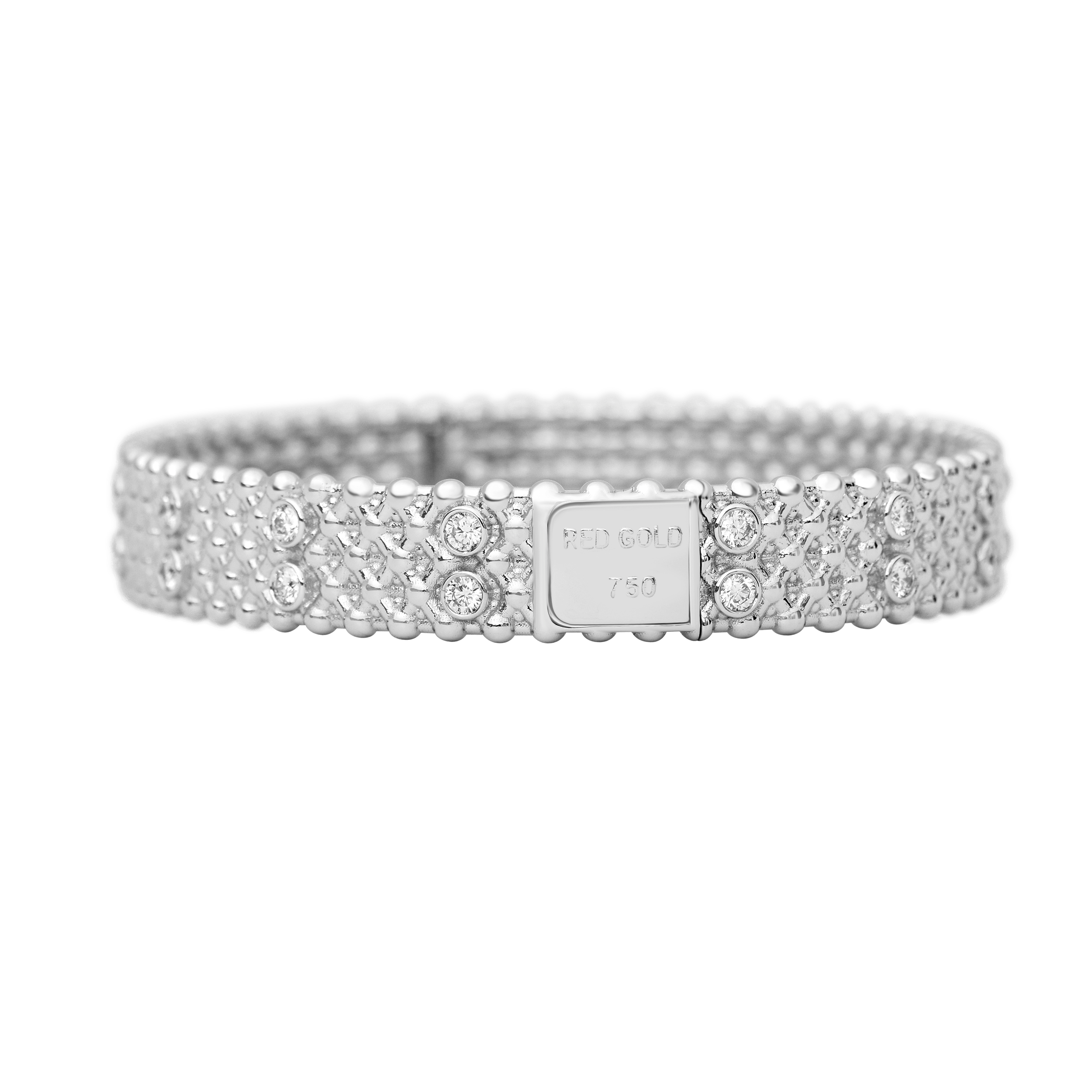 Only You Wide White Gold Bangle Bracelet with Diamonds