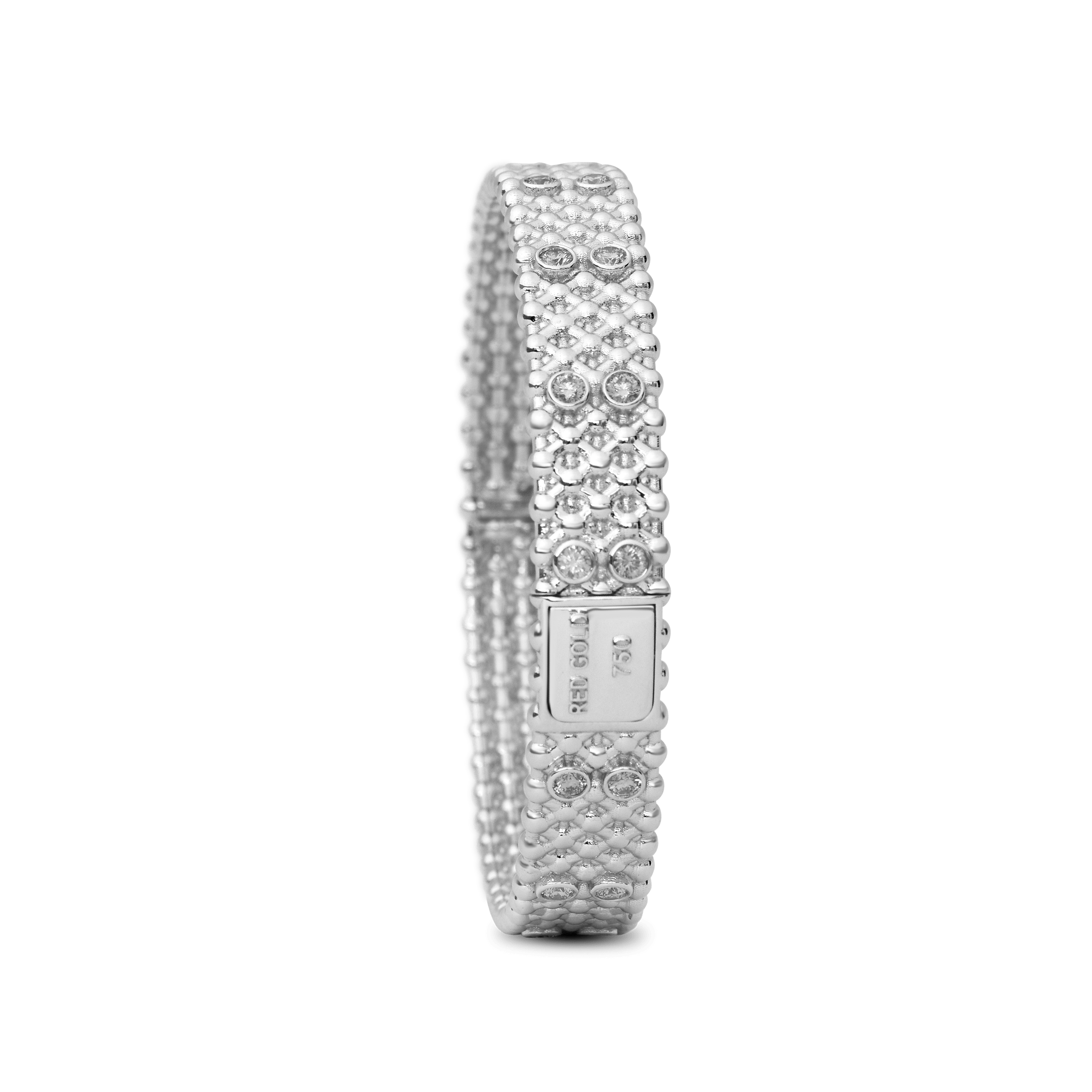 Only You Wide White Gold Bangle Bracelet with Diamonds