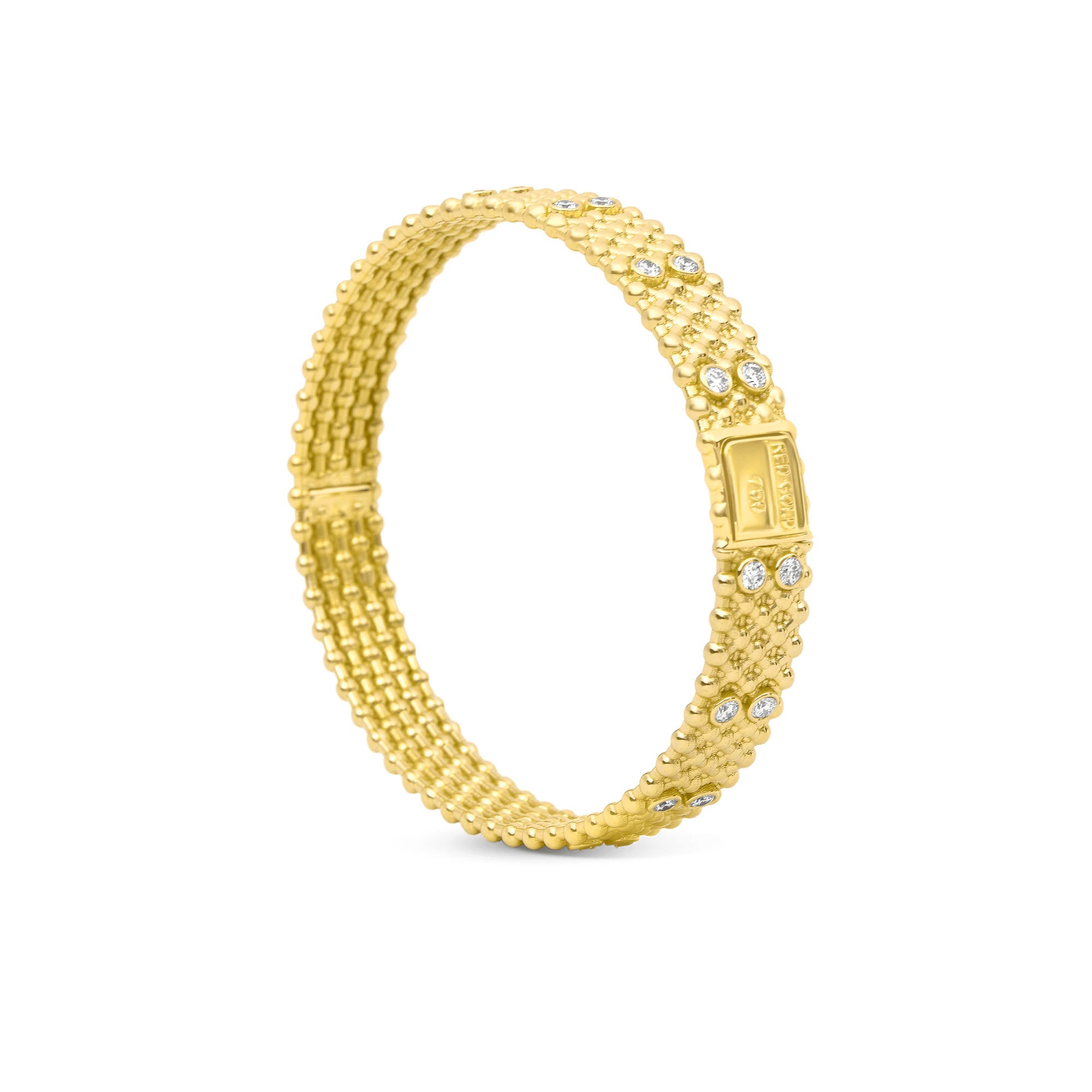 Only You Wide Gold Bangle Bracelet with Diamonds