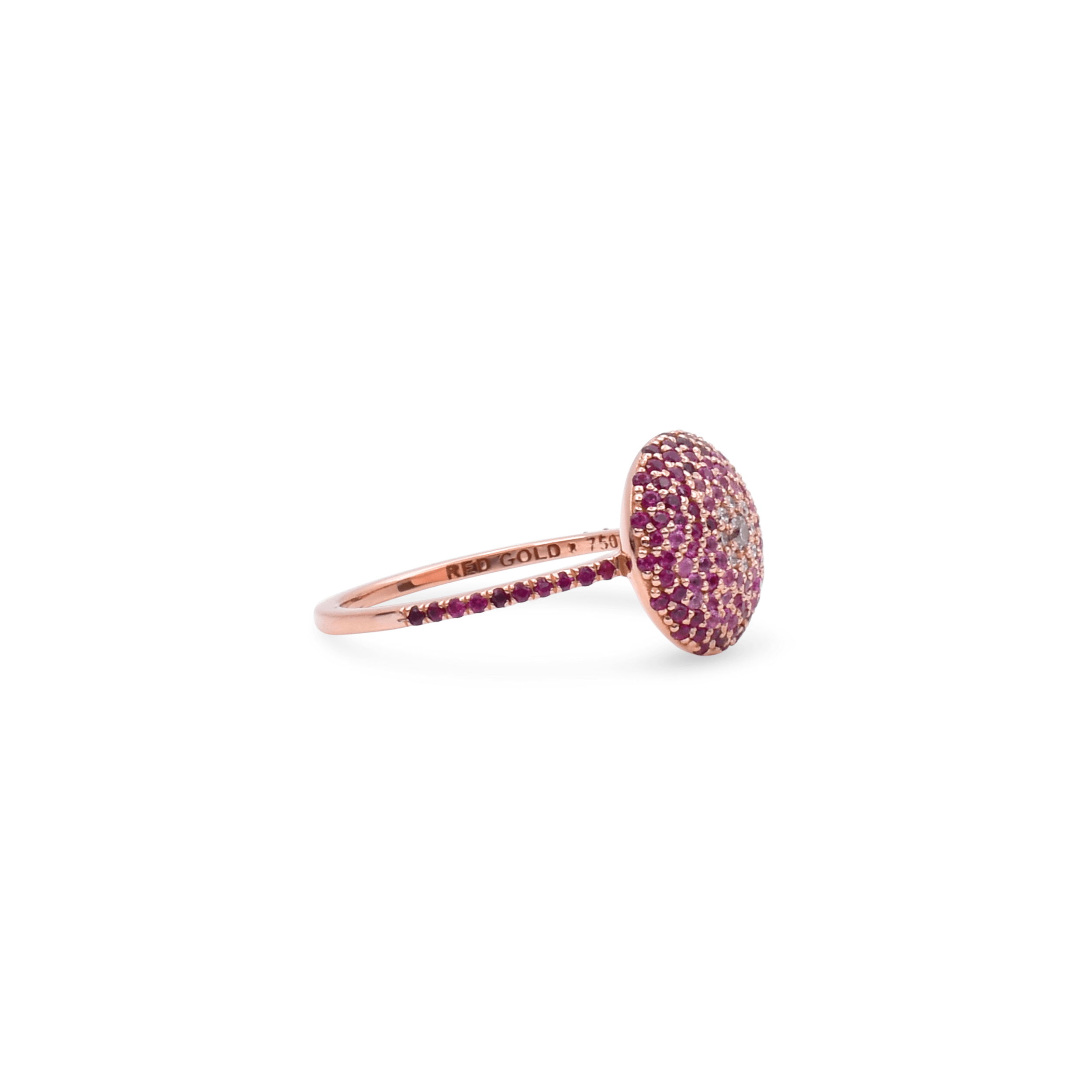 Ring- 18 Karat Solid Gold With Diamonds And Natural Rubies For Women