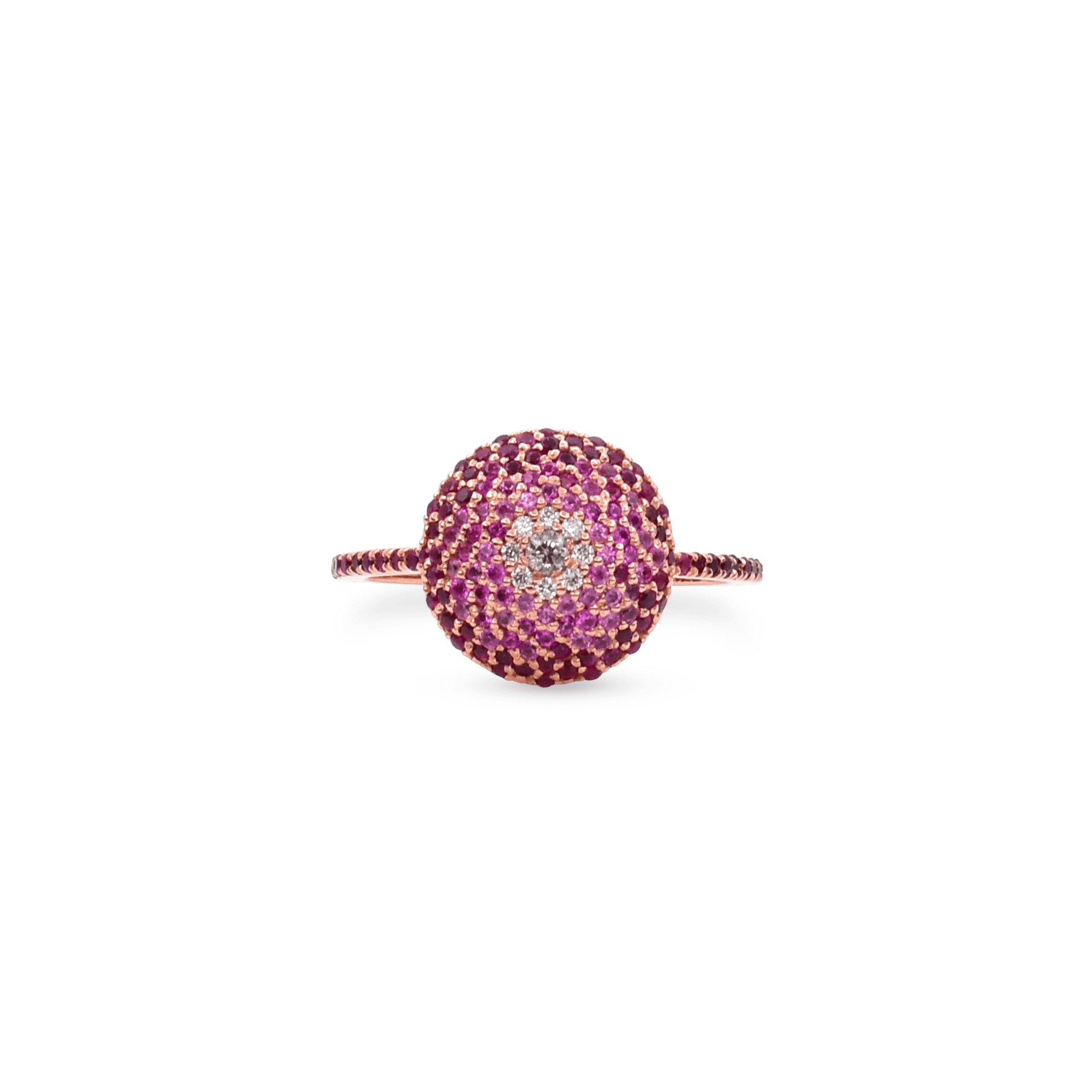 Ring- 18 Karat Solid Gold With Diamonds And Natural Rubies For Women