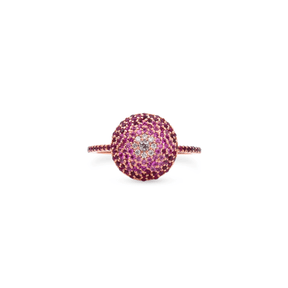 Ring- 18 Karat Solid Gold With Diamonds And Natural Rubies For Women