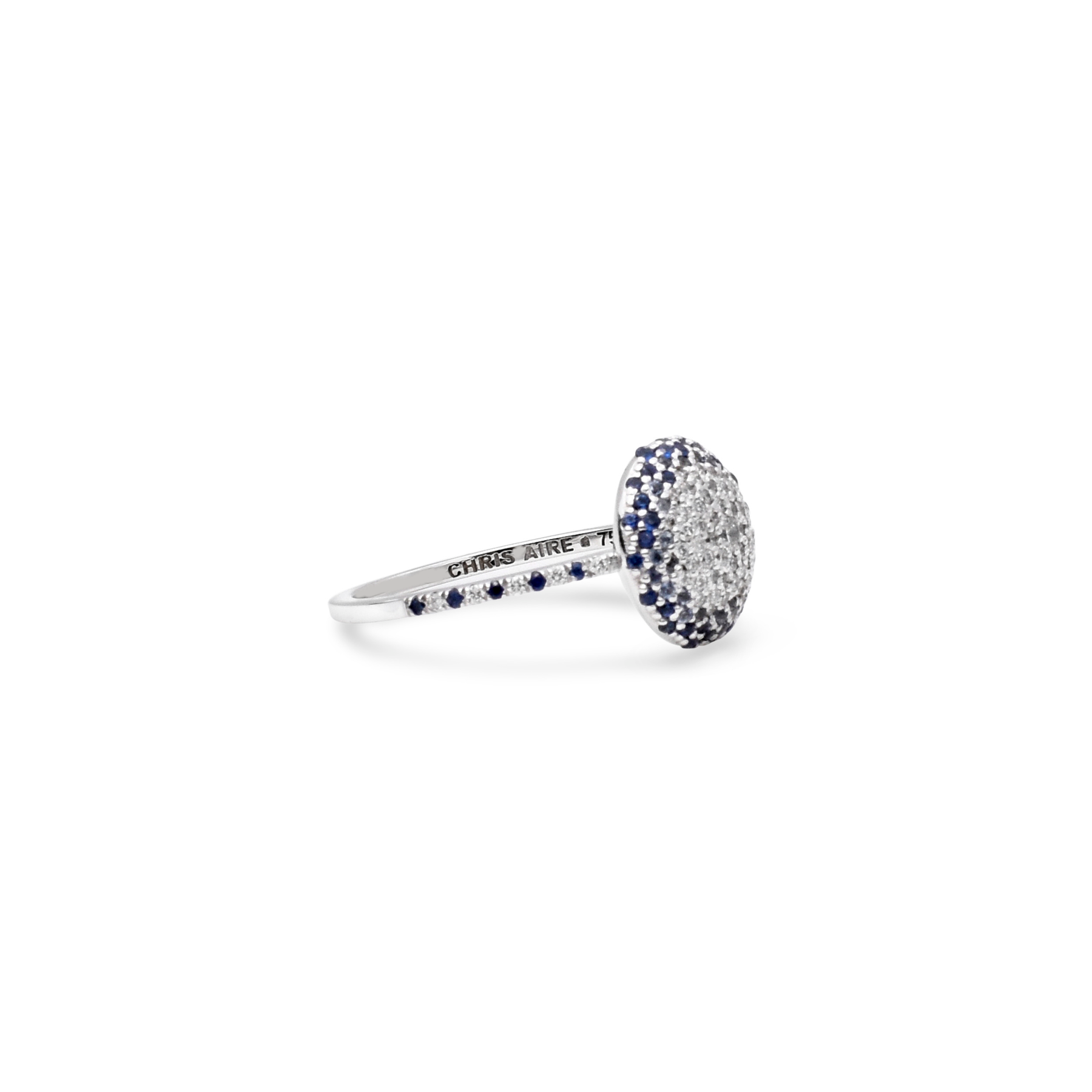 Ring- 18 Karat Solid Gold With Diamonds And Blue Sapphires For Women