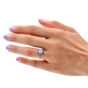 Ring- 18 Karat Solid Gold With Diamonds And Blue Sapphires For Women