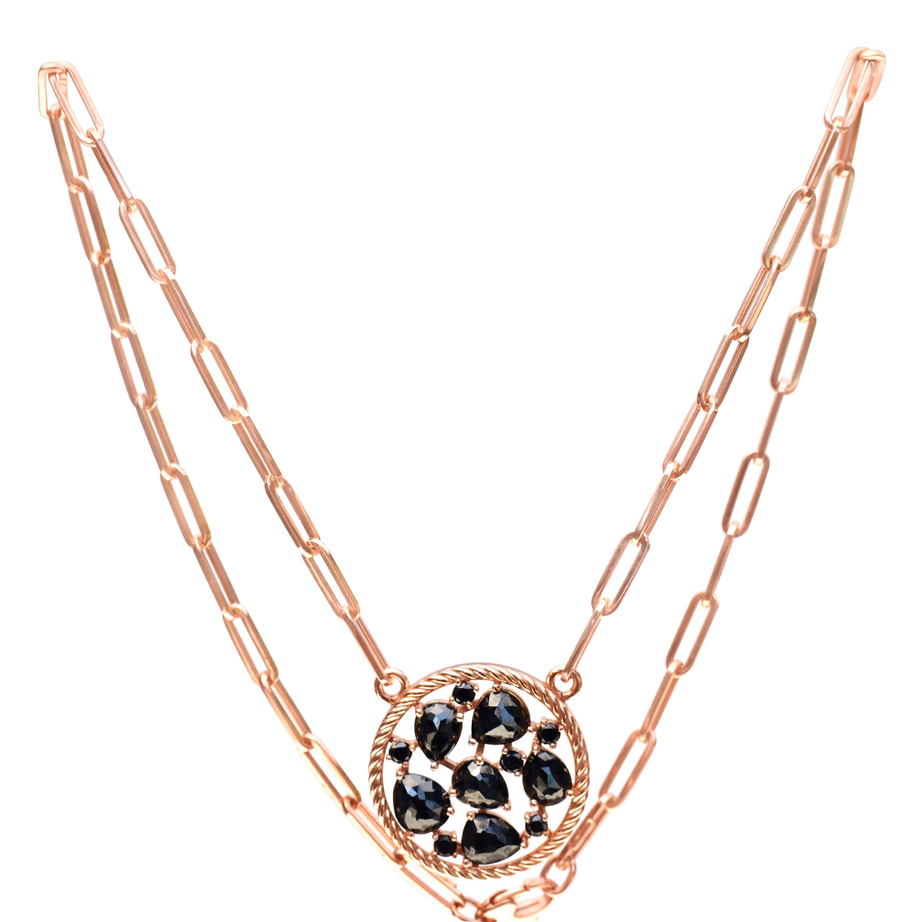 Gorgeous Black Diamond Necklace -  RED GOLD ®