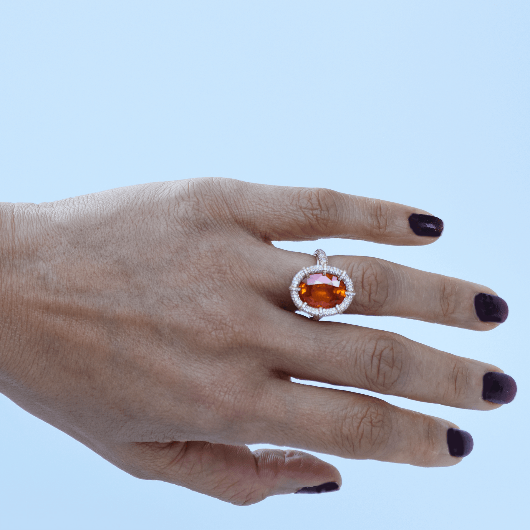 Ring-18-Karat Solid Gold With Natural Fanta Orange Garnet For Women