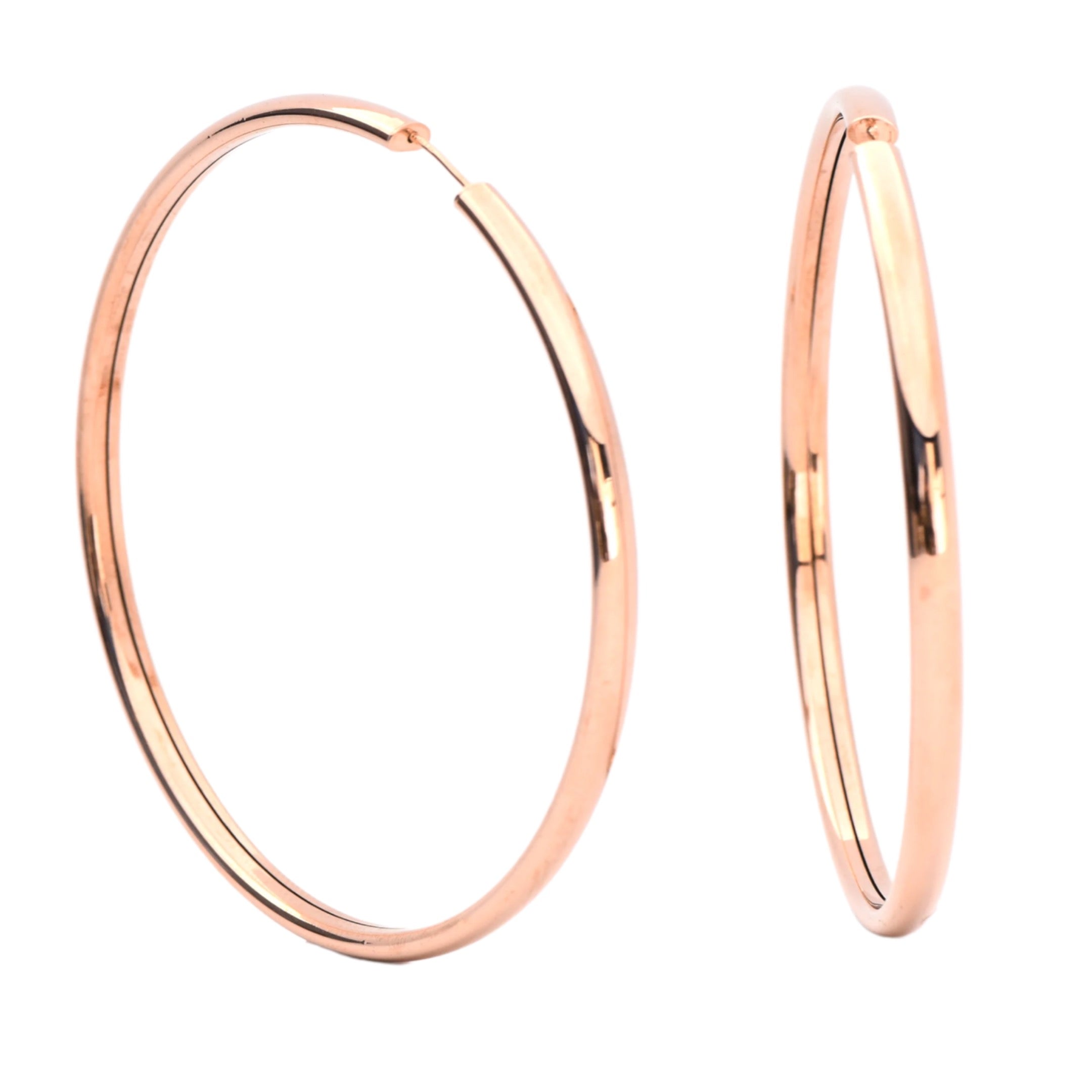 Solid Gold Hoop Earrings - 14-Karat Solid Amber Hue Gold Fly Girl Hoop Earrings - RED GOLD®