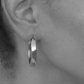 White Gold Hoop Earrings - 14-Karat Solid White Gold Hoop Earrings:  Fly Girl Hoop Earrings