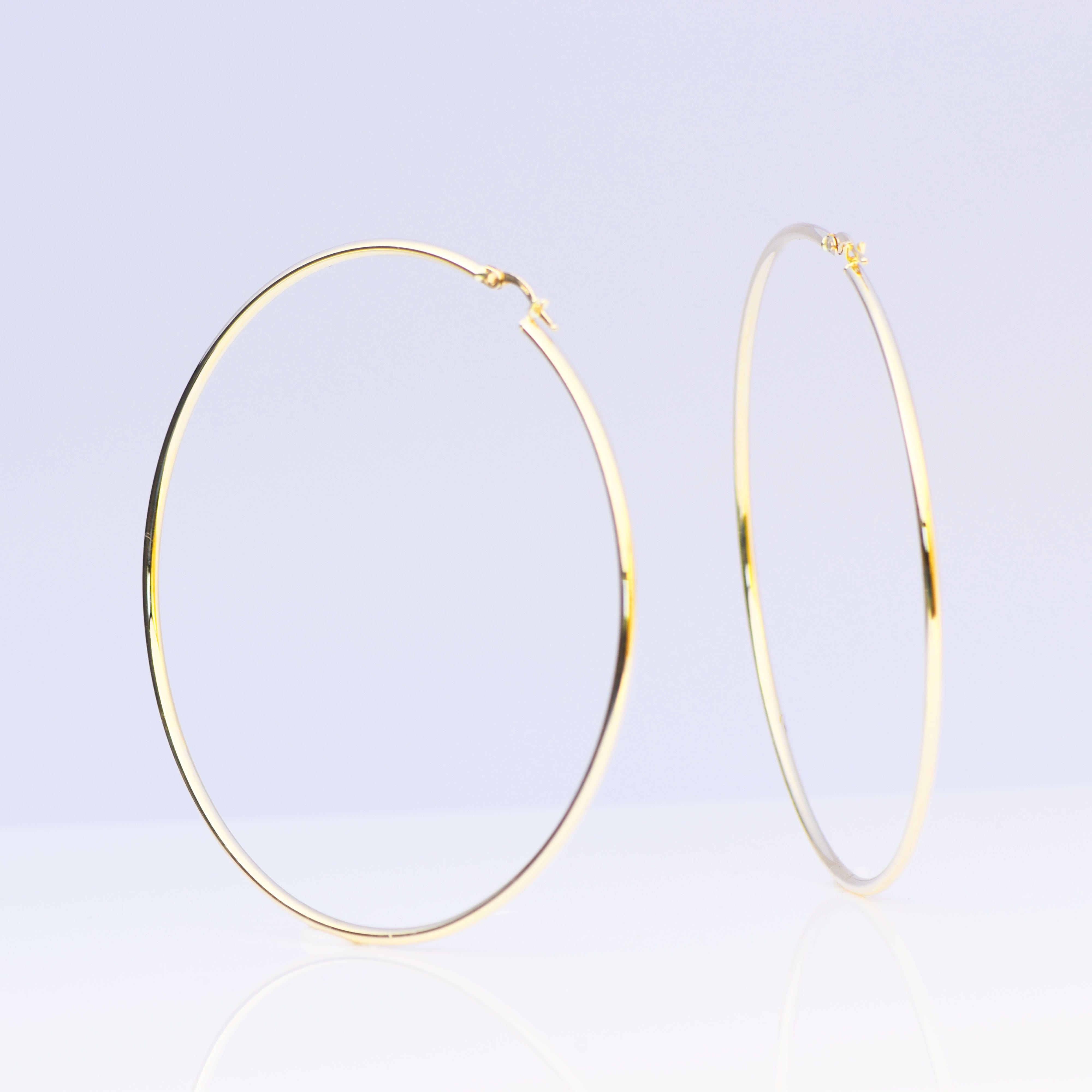 Yellow Gold Hoop Earrings - 14-Karat Solid Yellow Gold Slim Hoop Earrings