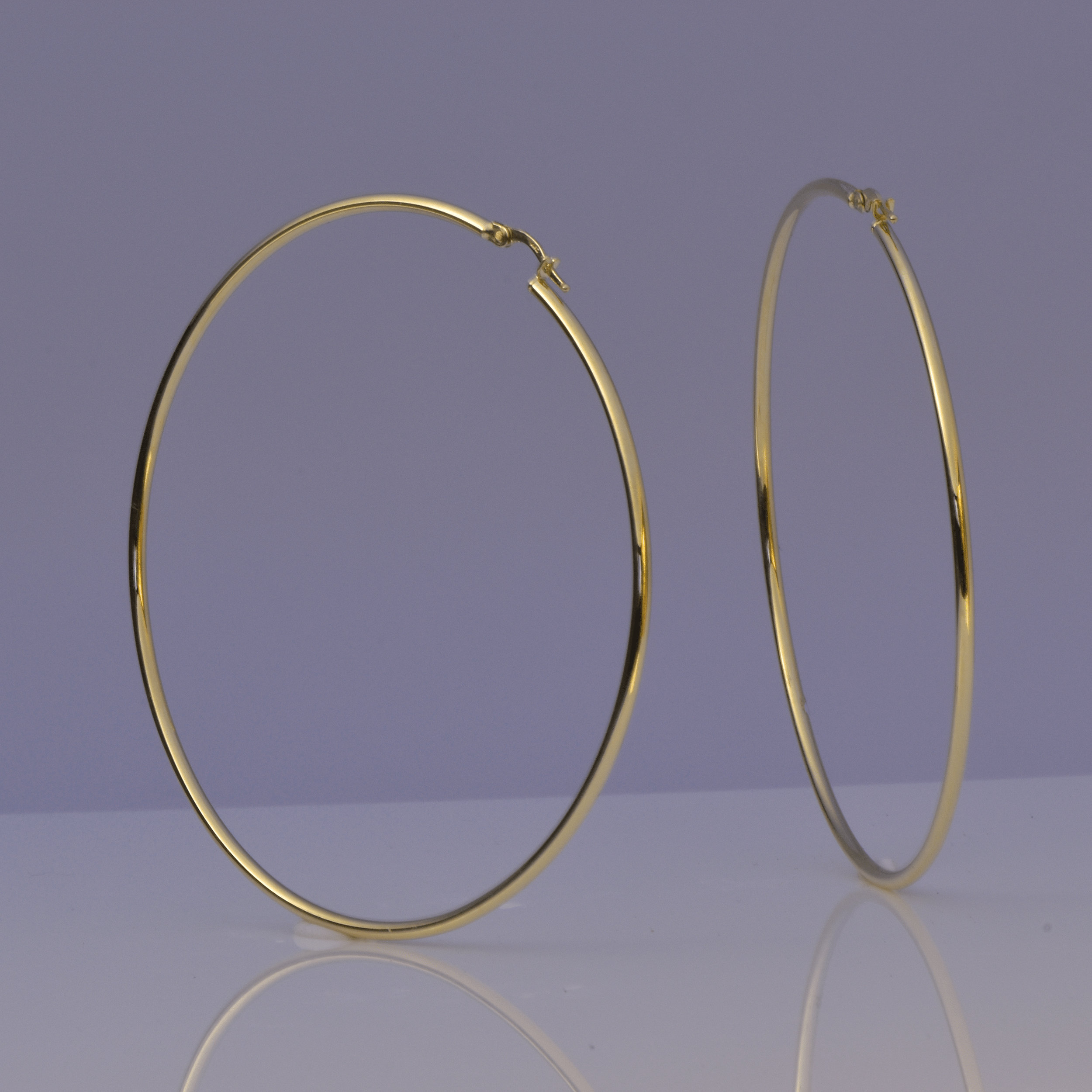 Yellow Gold Hoop Earrings - 14-Karat Solid Yellow Gold Slim Hoop Earrings