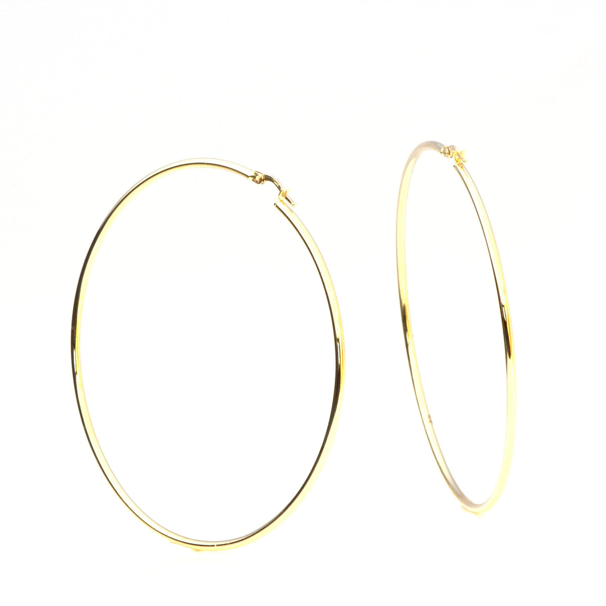 Yellow Gold Hoop Earrings - 14-Karat Solid Yellow Gold Slim Hoop Earrings