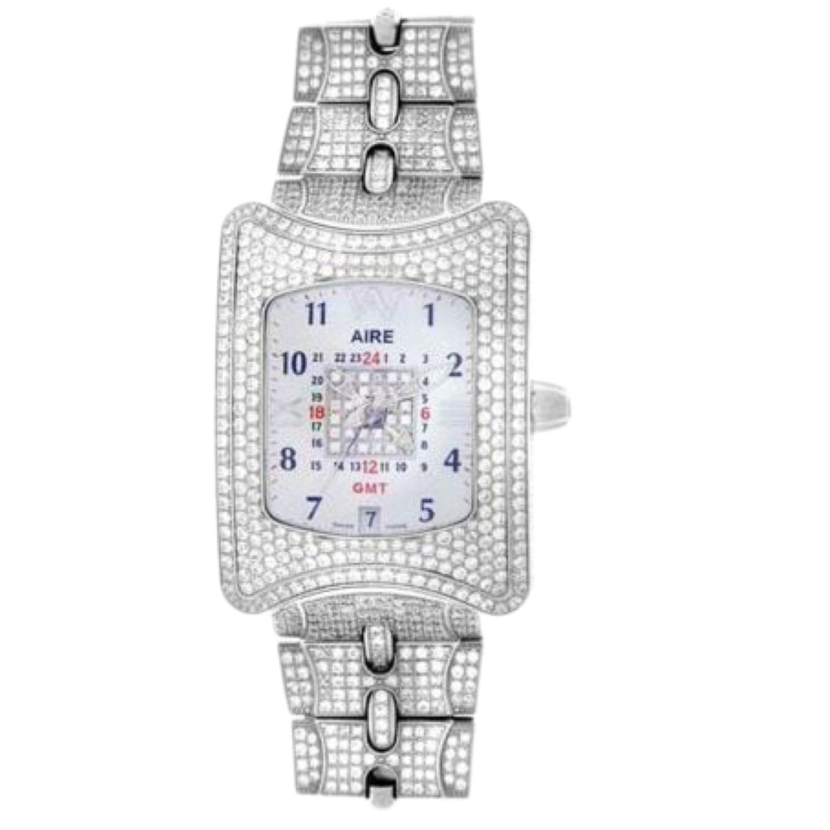 Watch - Aire Traveler II GMT Swiss Made Automatic Full Diamond Unisex Watch For Men And Women