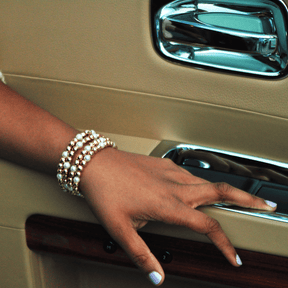 Pearlngold Bracelet - 14-Karat  Solid Amber Hue Gold & Pearl Beaded Bracelet