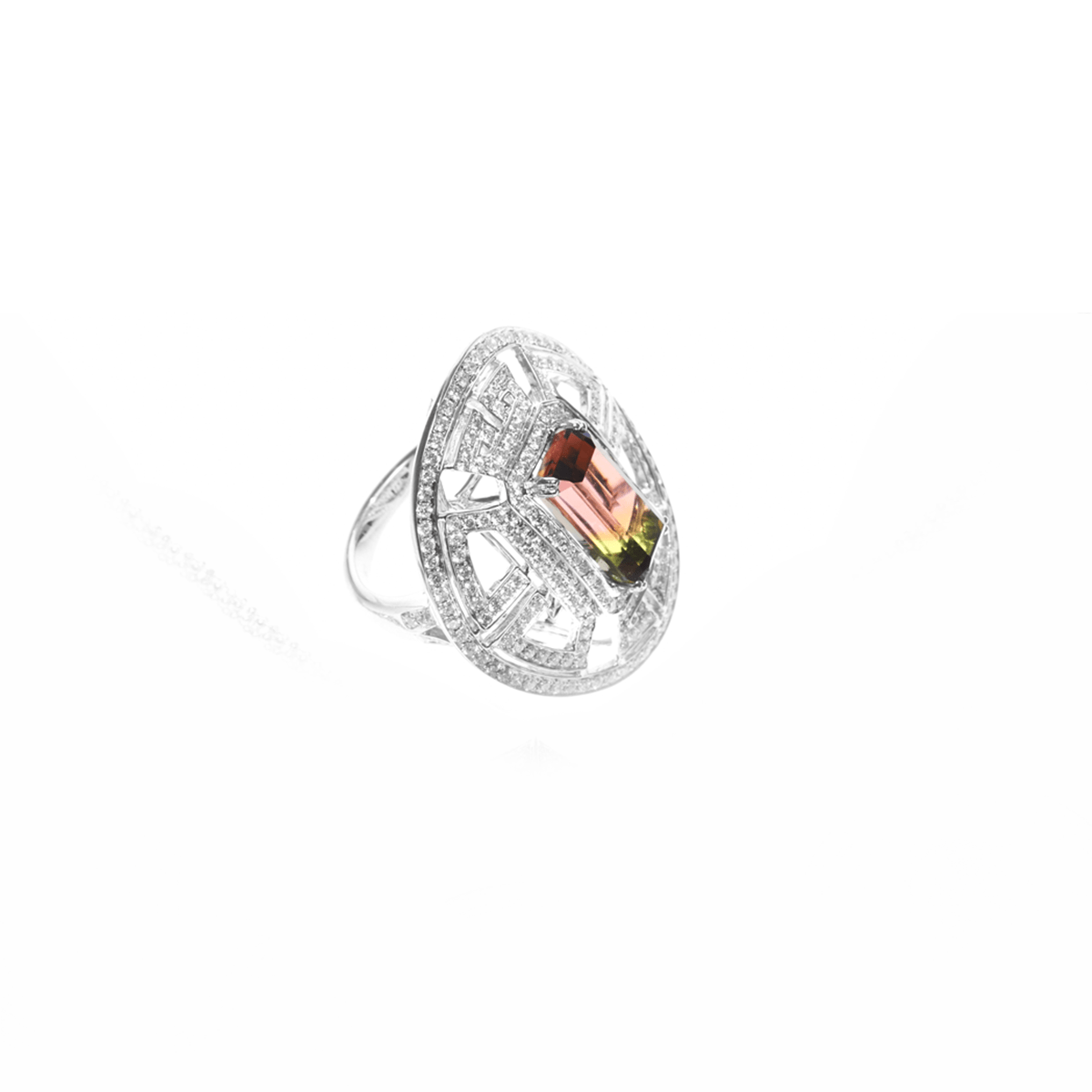 Wisdom Ring -  Bi-Color Tourmaline and Diamond Ring