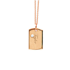 Yellow Gold Dog Tag Necklace - 18-Karat Solid Gold Military Diamond Dog Tag (Customizable)