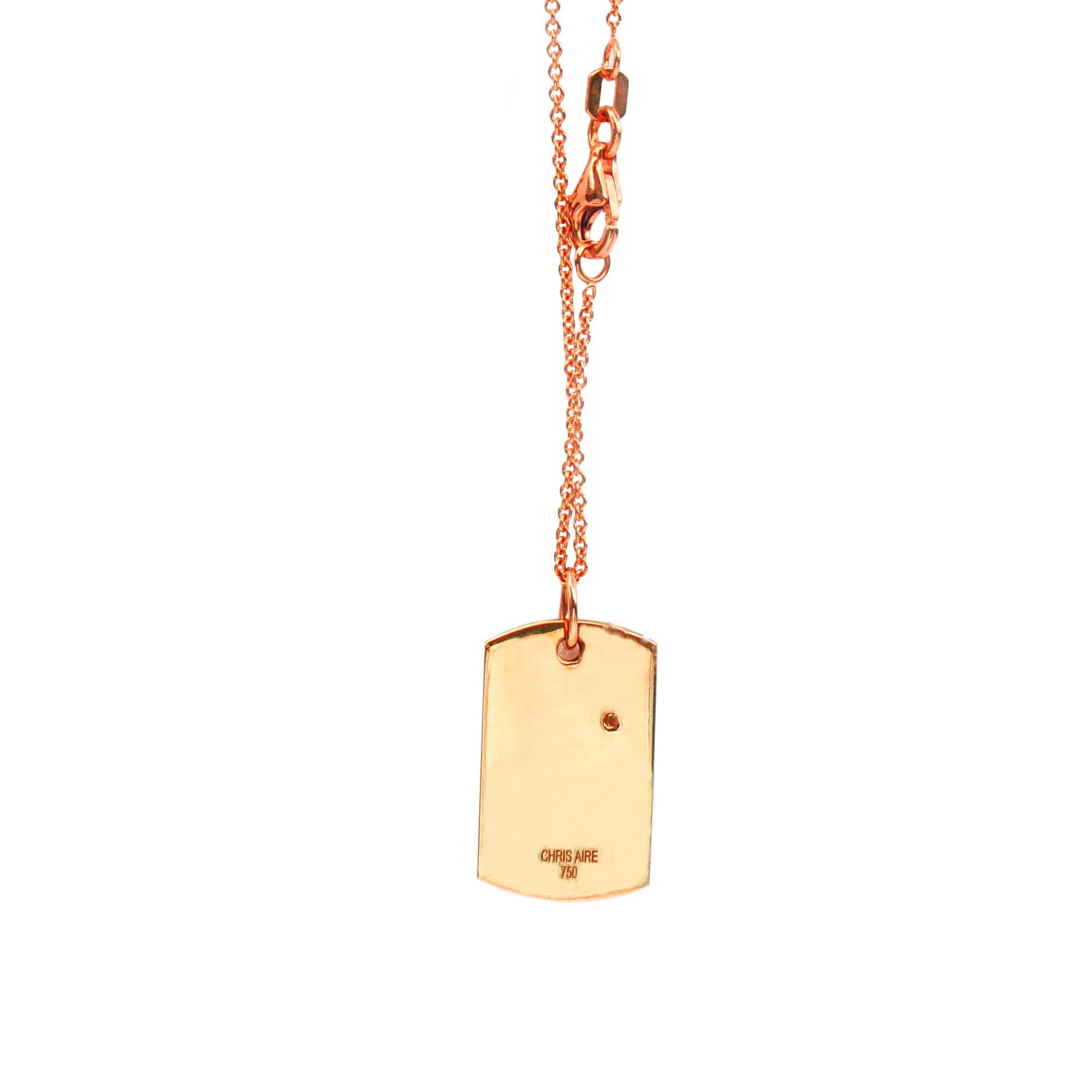 18 Karat Amber Hue Gold Baby Dog Tag with Solitaire Diamond - Chris Aire Fine Jewelry & Timepieces