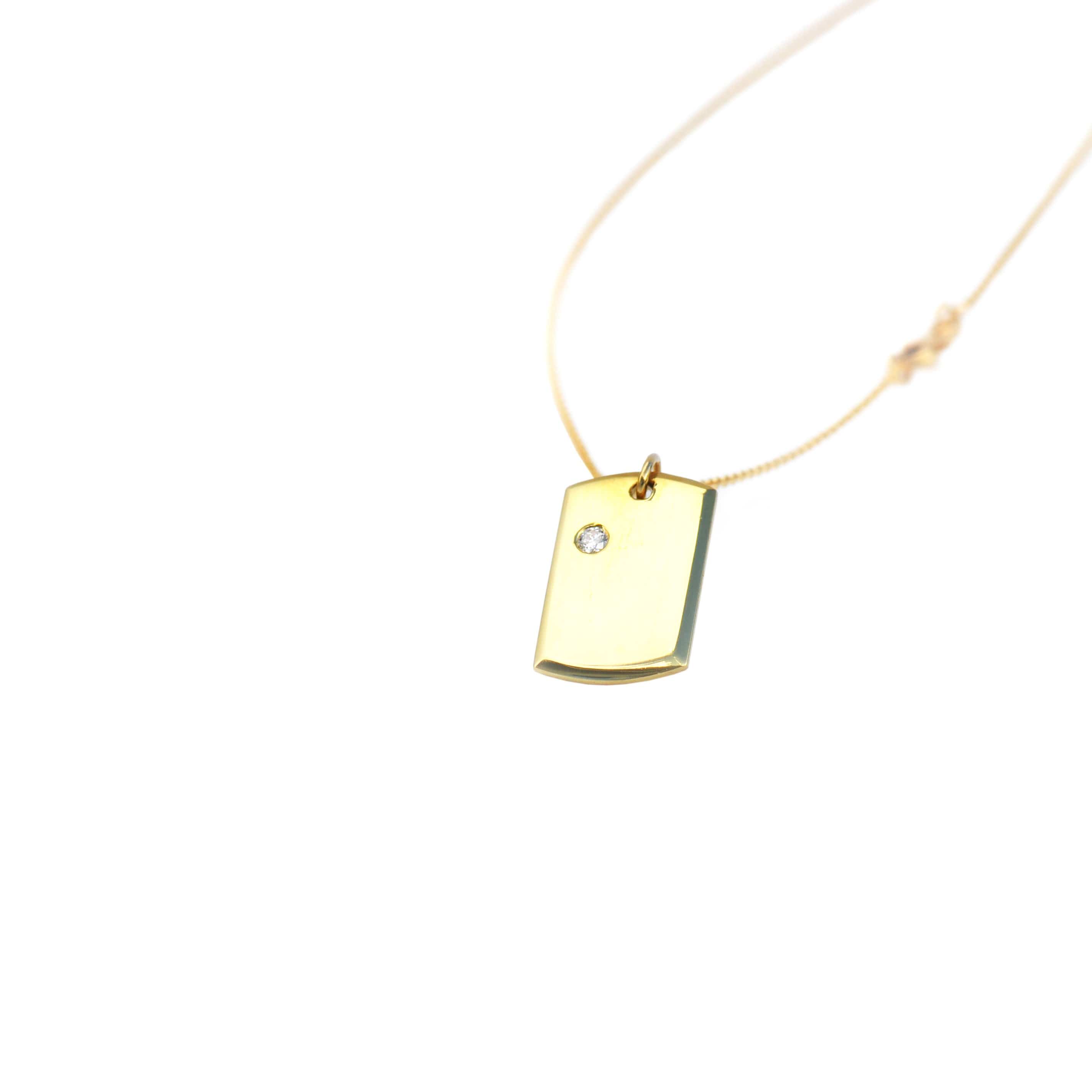 18K BABY DOG TAG WITH SOLITAIRE DIAMOND - Chris Aire Fine Jewelry & Timepieces