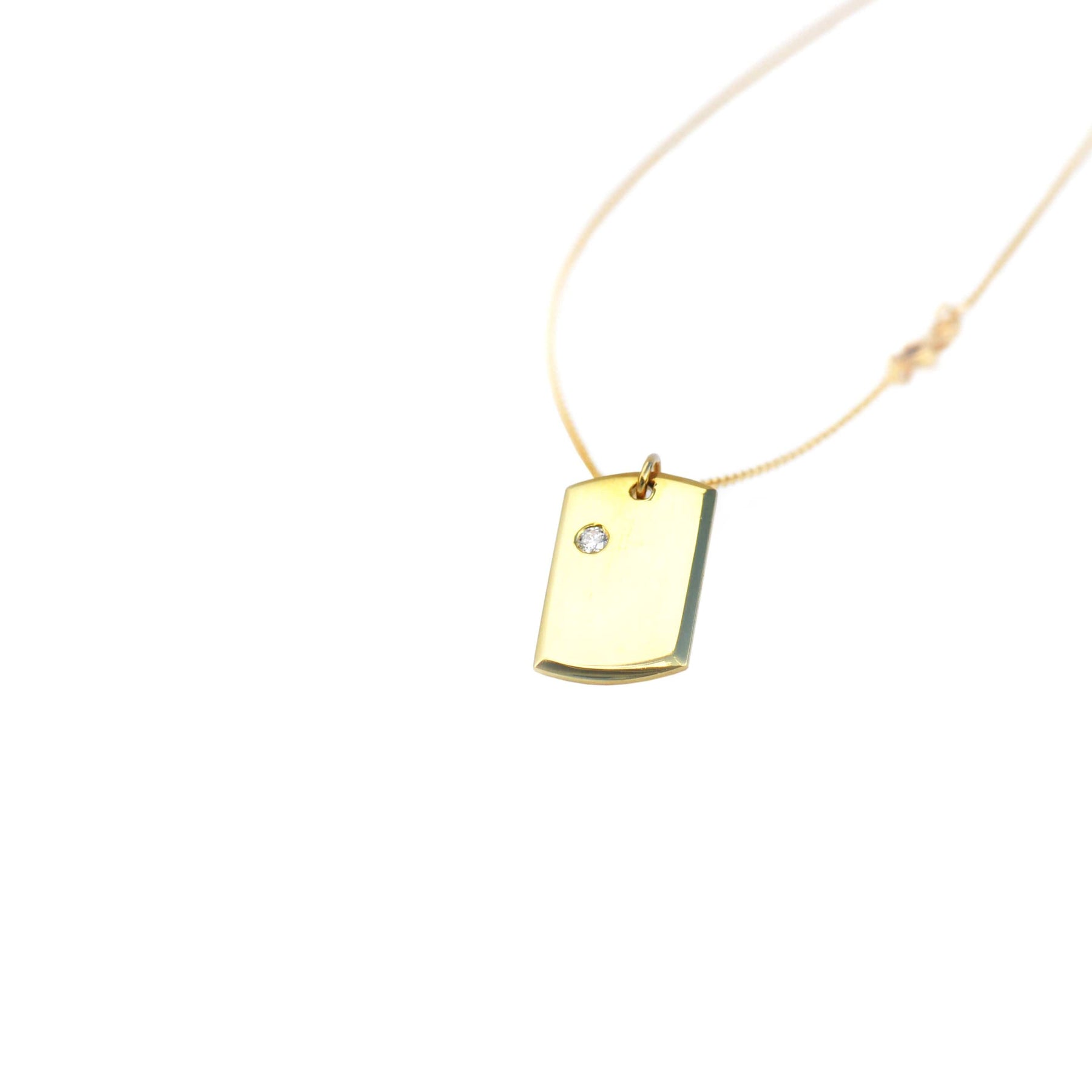 18K BABY DOG TAG WITH SOLITAIRE DIAMOND - Chris Aire Fine Jewelry & Timepieces