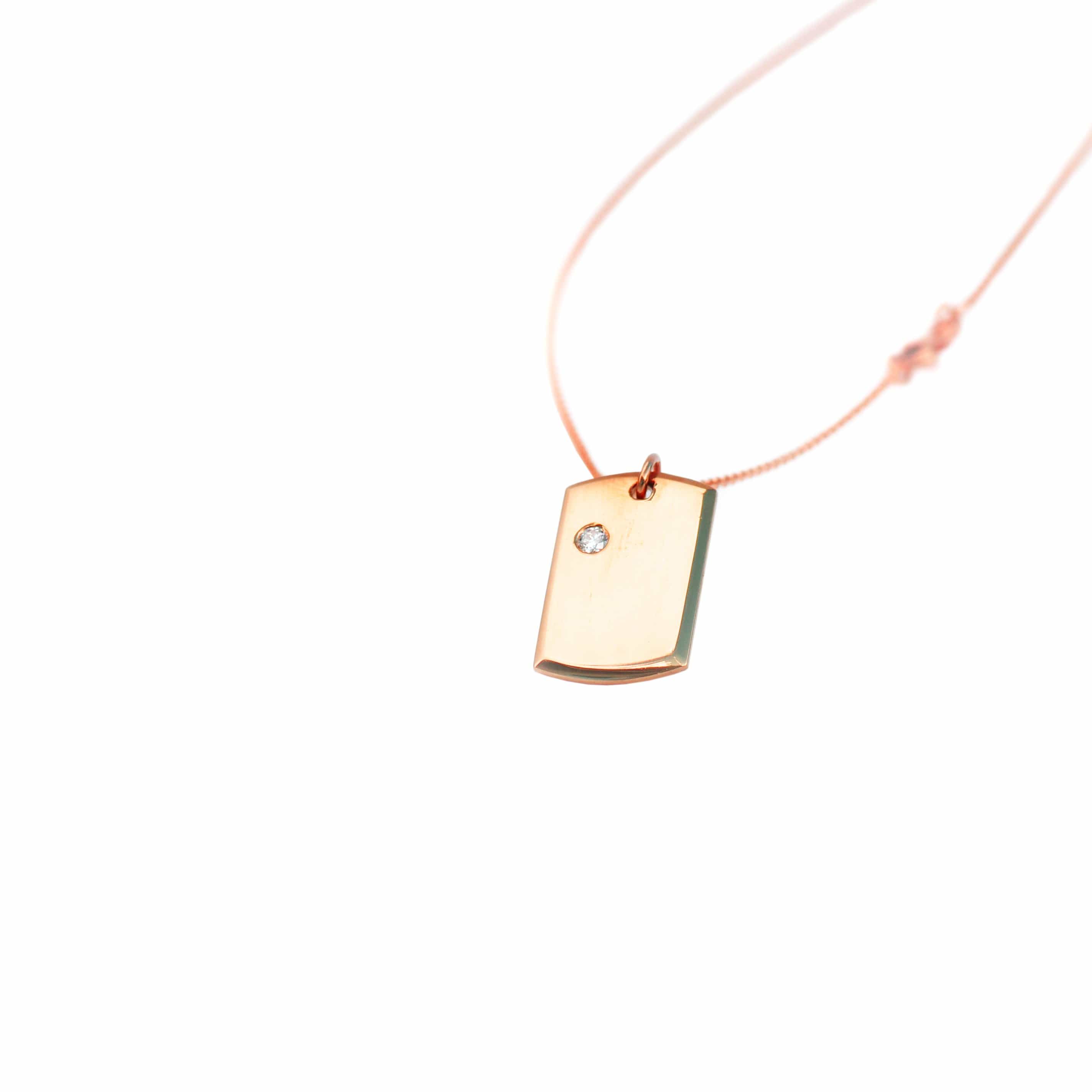 18 Karat Amber Hue Gold Baby Dog Tag with Solitaire Diamond - Chris Aire Fine Jewelry & Timepieces