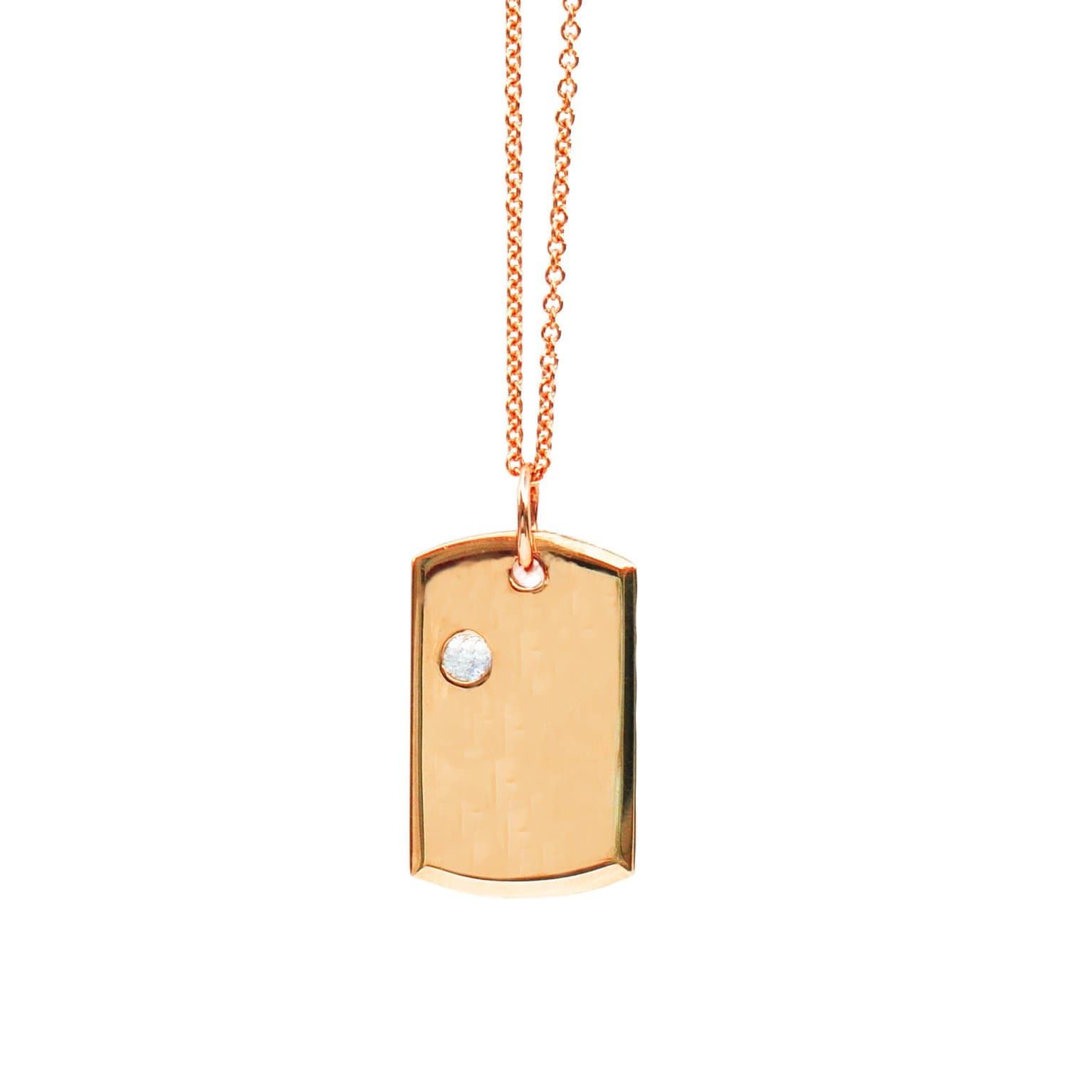 18 Karat Amber Hue Gold Baby Dog Tag with Solitaire Diamond - Chris Aire Fine Jewelry & Timepieces