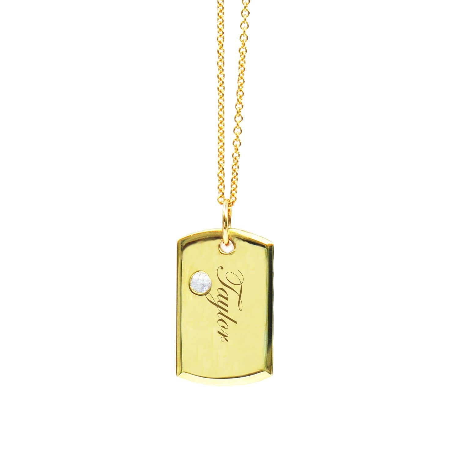 18K BABY DOG TAG WITH SOLITAIRE DIAMOND - Chris Aire Fine Jewelry & Timepieces