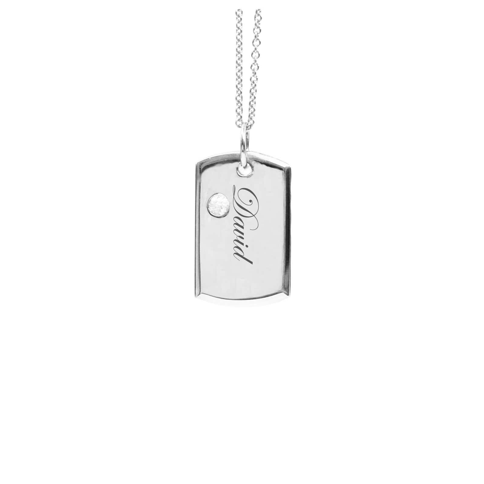 Necklace - 18-Karat Solid Gold Diamond Baby Dog Tag (Customizable)