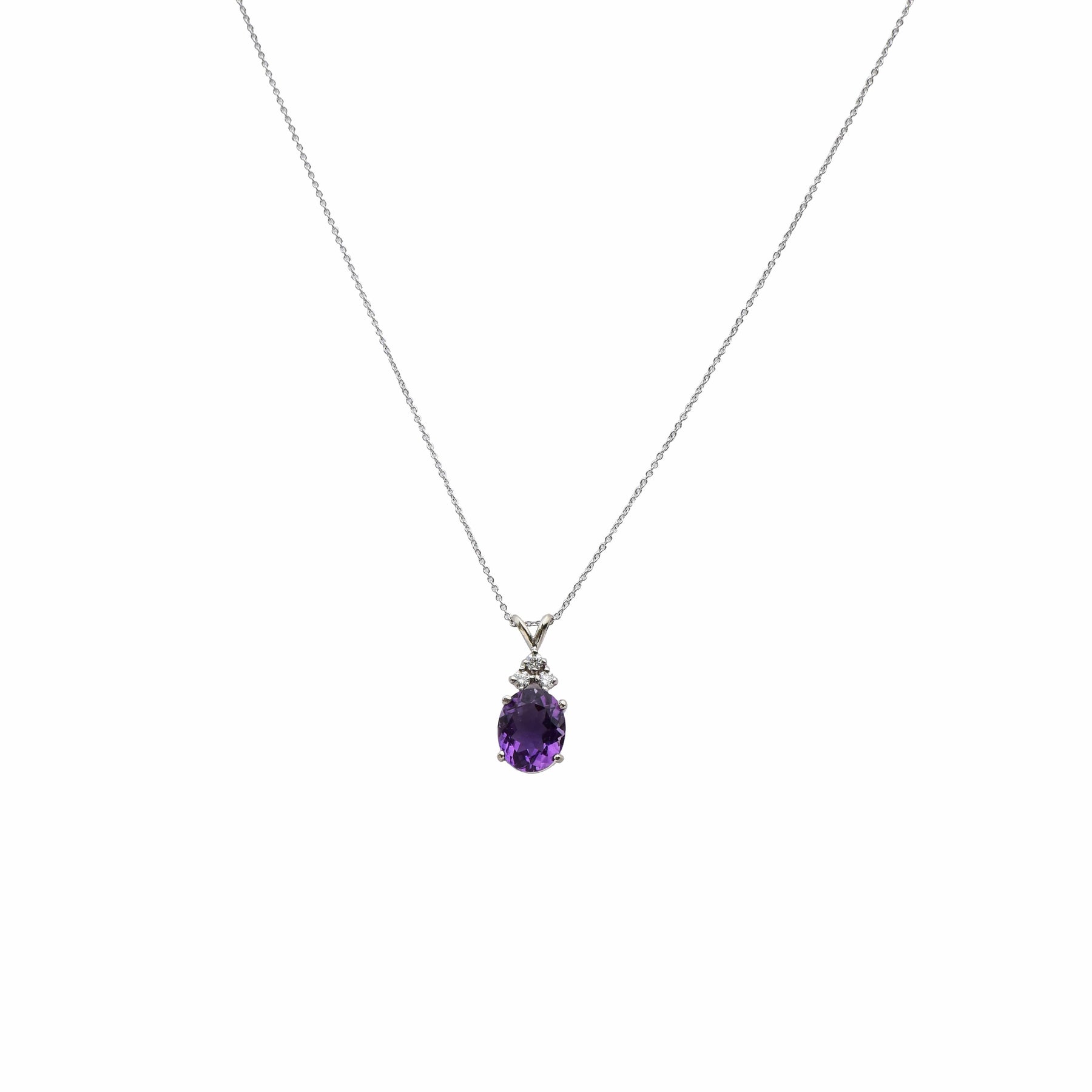 Oval Amethyst Necklace in 10kt White Gold – Day's Jewelers