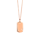 Gold Dog Tag Necklace - Aire 18-Karat Gold & Solitaire Diamond Dog Tag - RED GOLD ®