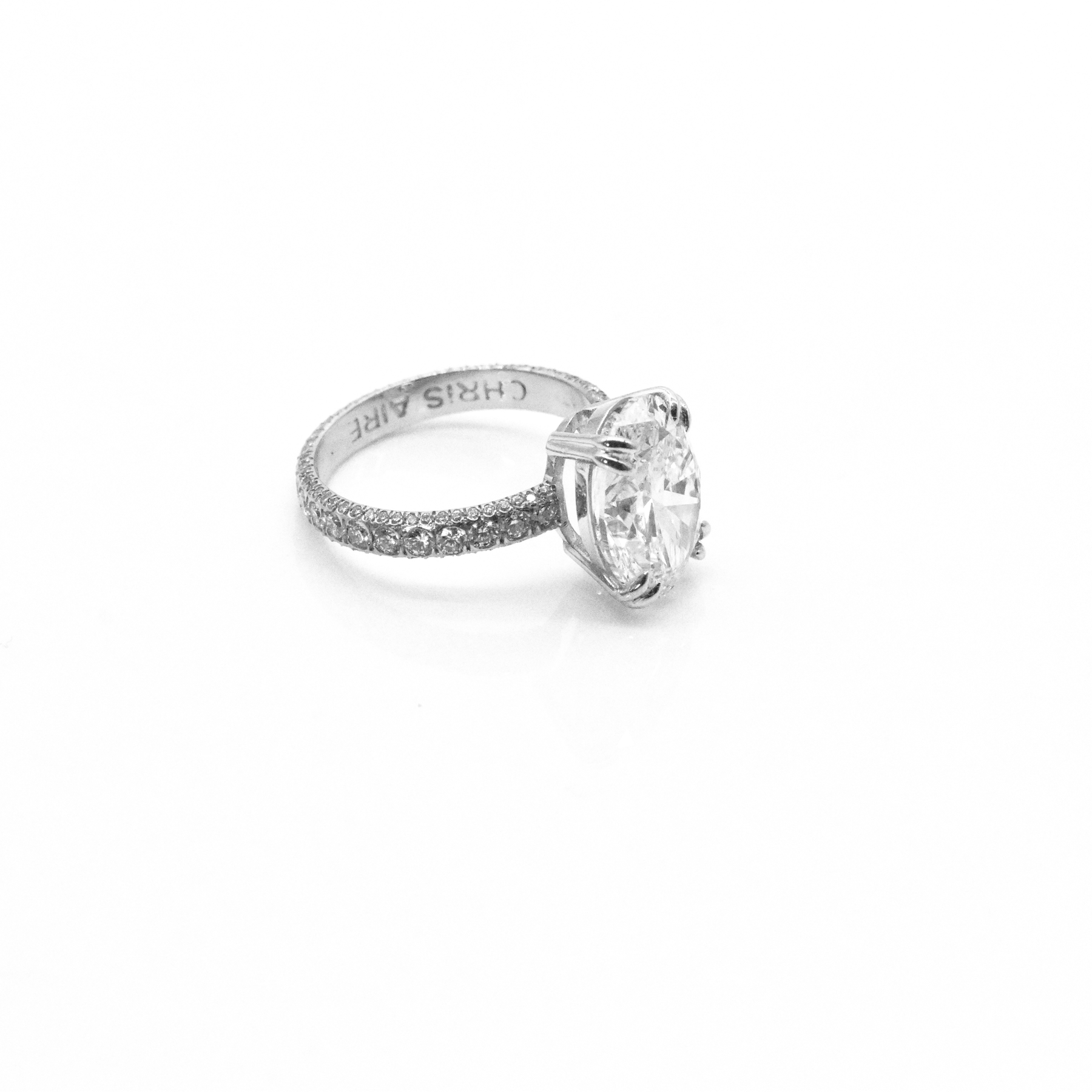 Engagement Ring - 6.15 Carat Oval Shaped Diamond Engagement Ring Set in Platinum