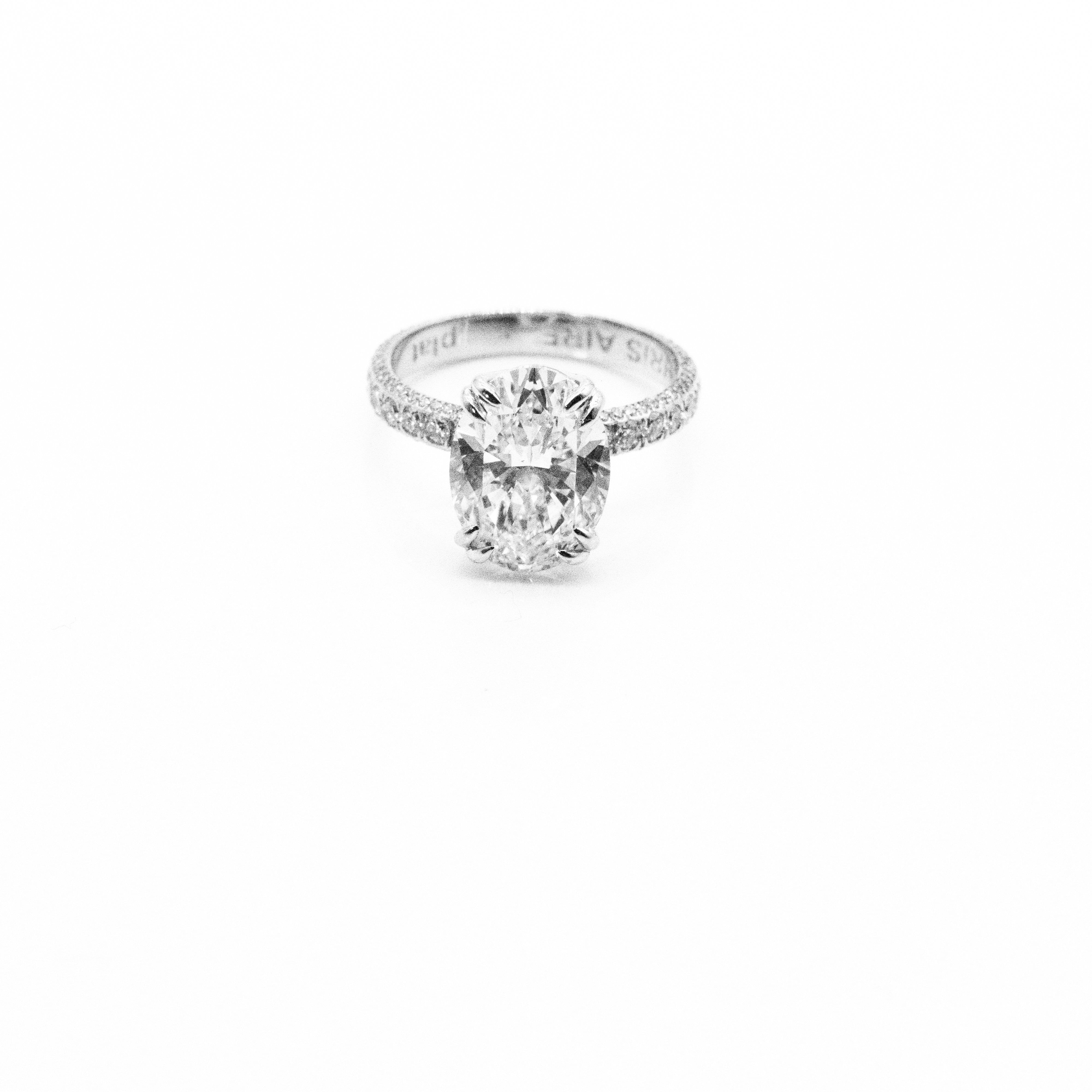 Engagement Ring - 6.15 Carat Oval Shaped Diamond Engagement Ring Set in Platinum