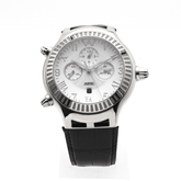 Watch - Aire Parlay Ambidextrous Watch Swiss Made 18-Karat Solid White Gold Over-Sized Chronograph Watch For Men