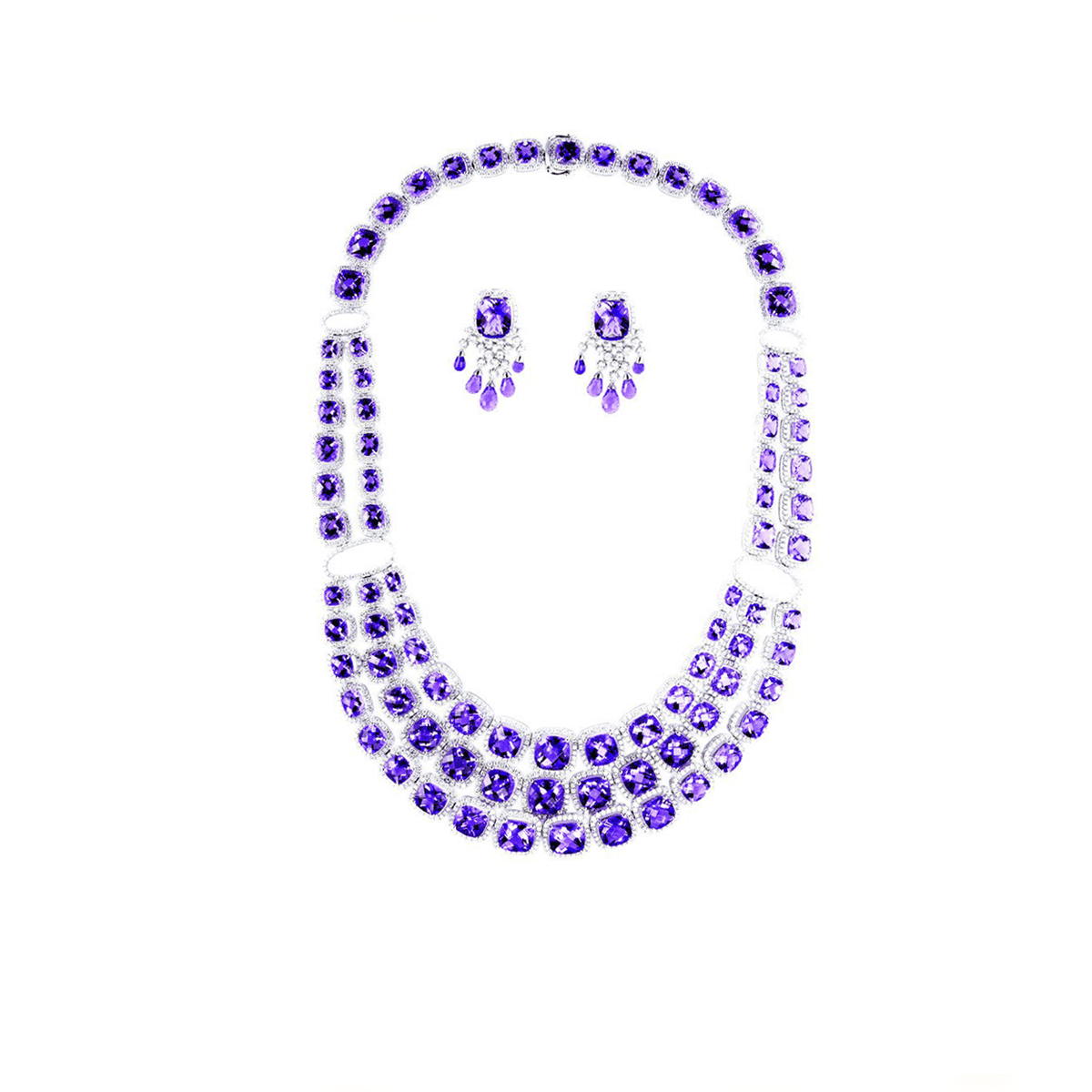 Grace to Glory - Amethyst & Diamond Necklace and Earrings Set