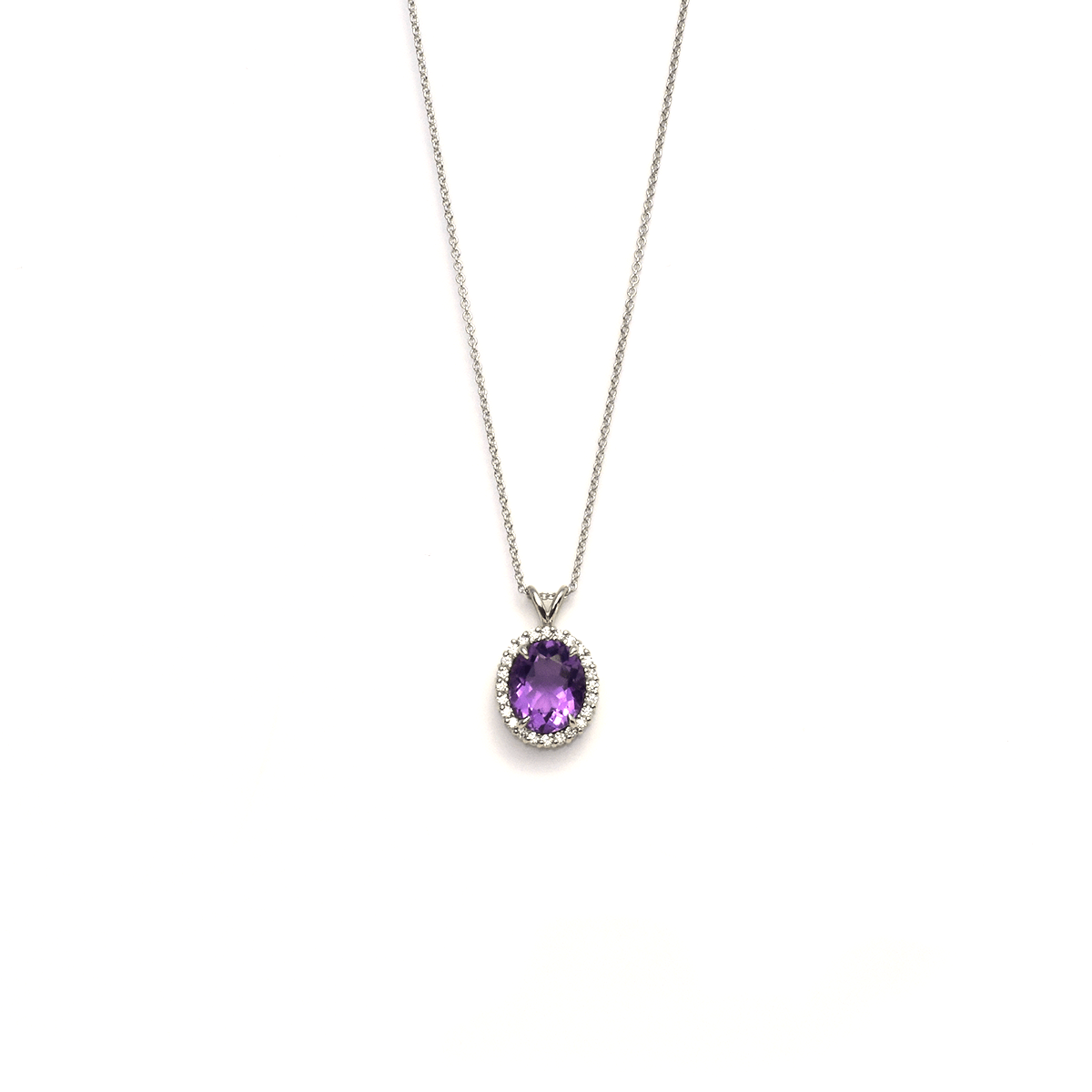 The Throne - Oval Shaped Amethyst Gemstone and Diamonds Necklace
