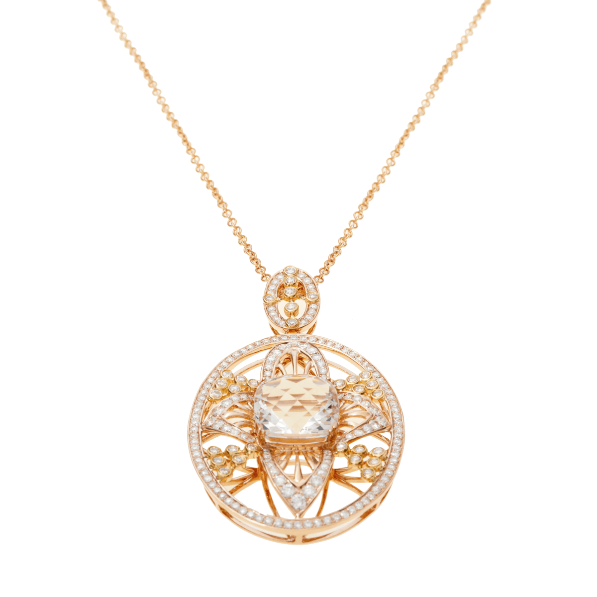 Crown Jewel Aquamarine Diamond Necklace