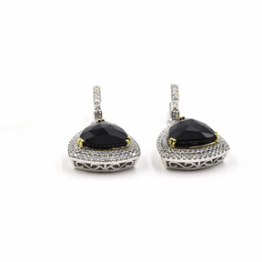 Mystere - 1- Karat Gold and Diamonds Onyx Necklace and Earrings Set