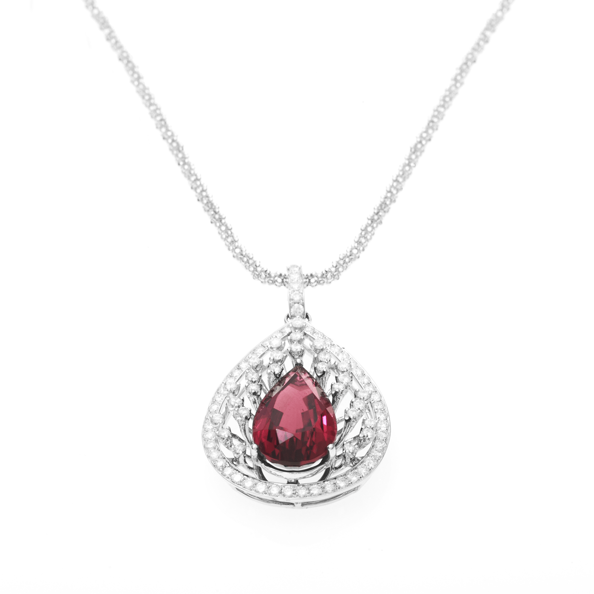 BLOOD TOURMALINE PENDANT - HIBISCUS - Chris Aire Fine Jewelry & Timepieces
