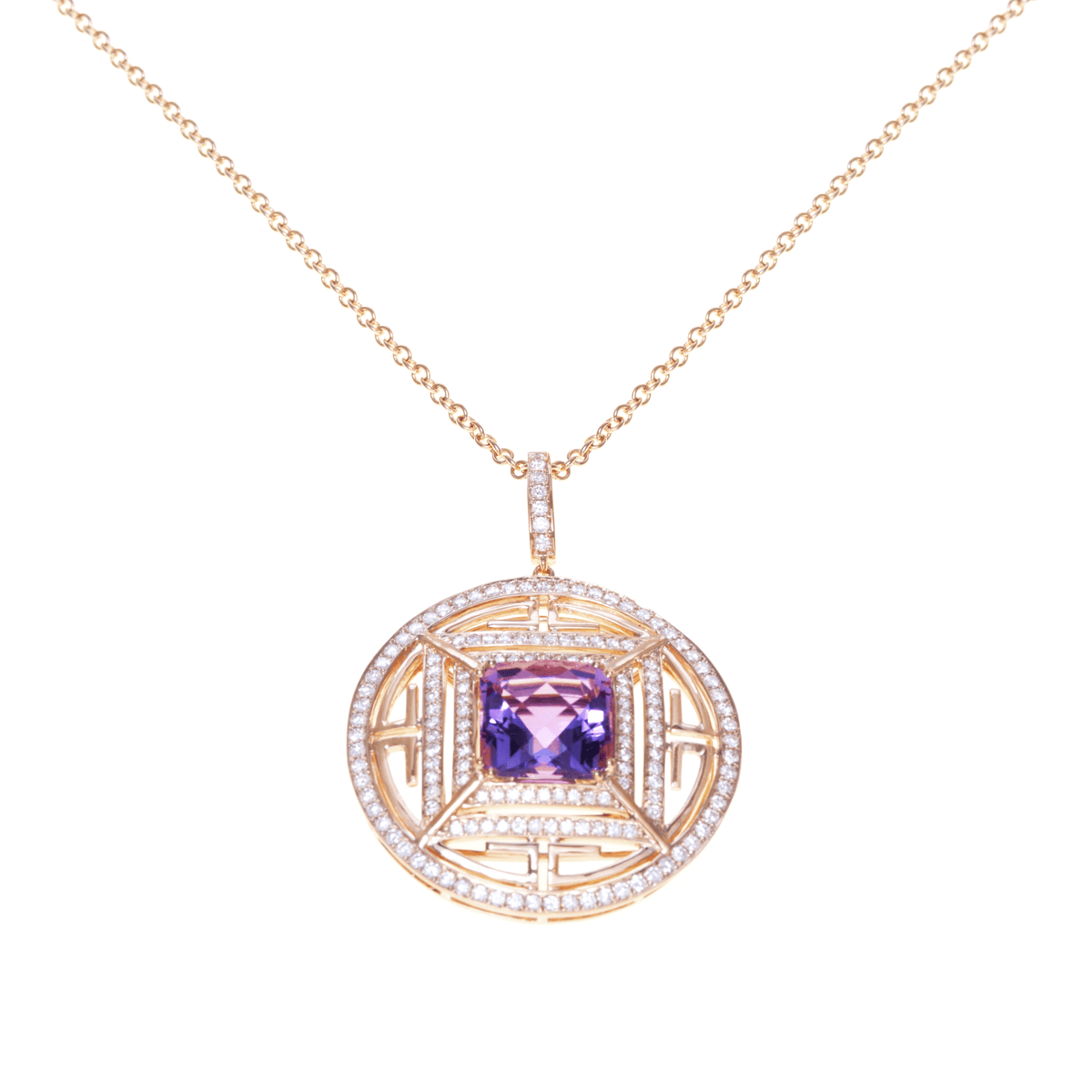 Women’s Necklace - Chameleon - Amethyst Necklace - Red Gold®