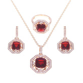 Faith Jewelry Set - 18 Karat Amber Hue Gold, Diamonds and Garnet - Red Gold®